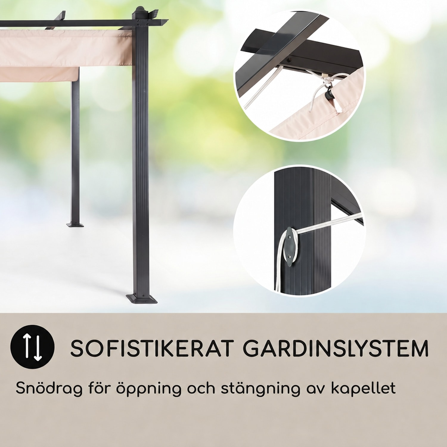 blumfeldt Pantheon Pergola | 3 x 4 m | Väderbeständig | UV-skydd | Kan användas året runt 3 x 4 m | Svart | Beige
