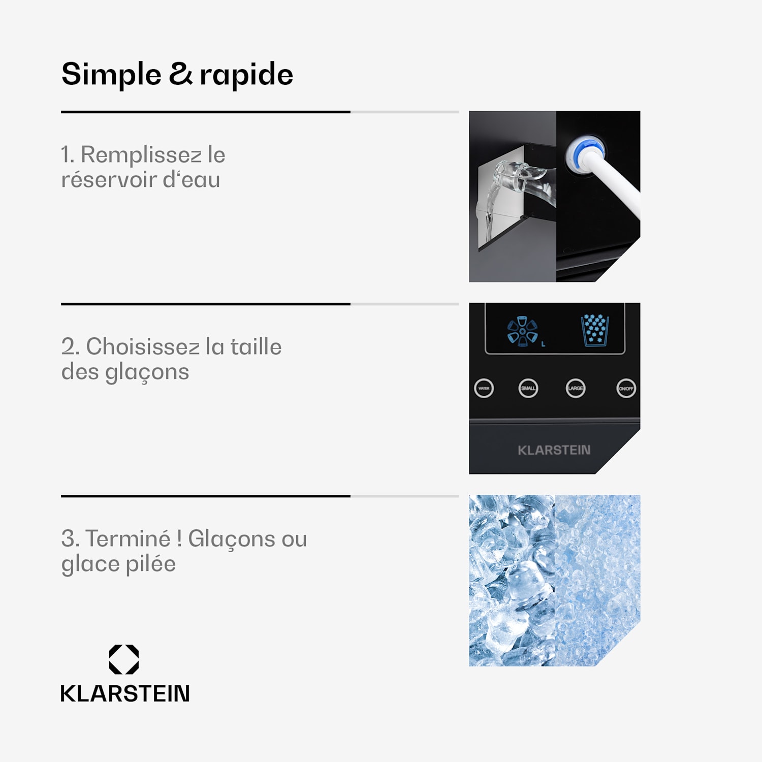 Eiszeit Crush Machine à glaçons 2 tailles glace pilée Noir