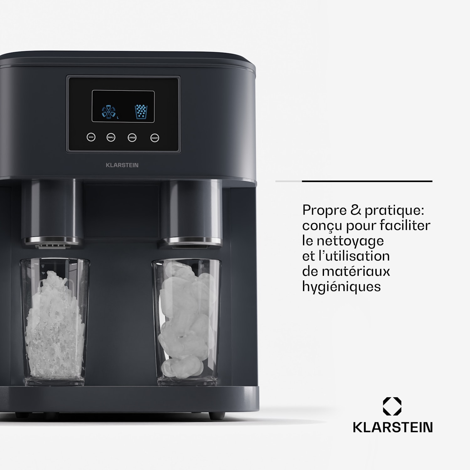 Eiszeit Crush Machine à glaçons 2 tailles glace pilée Noir