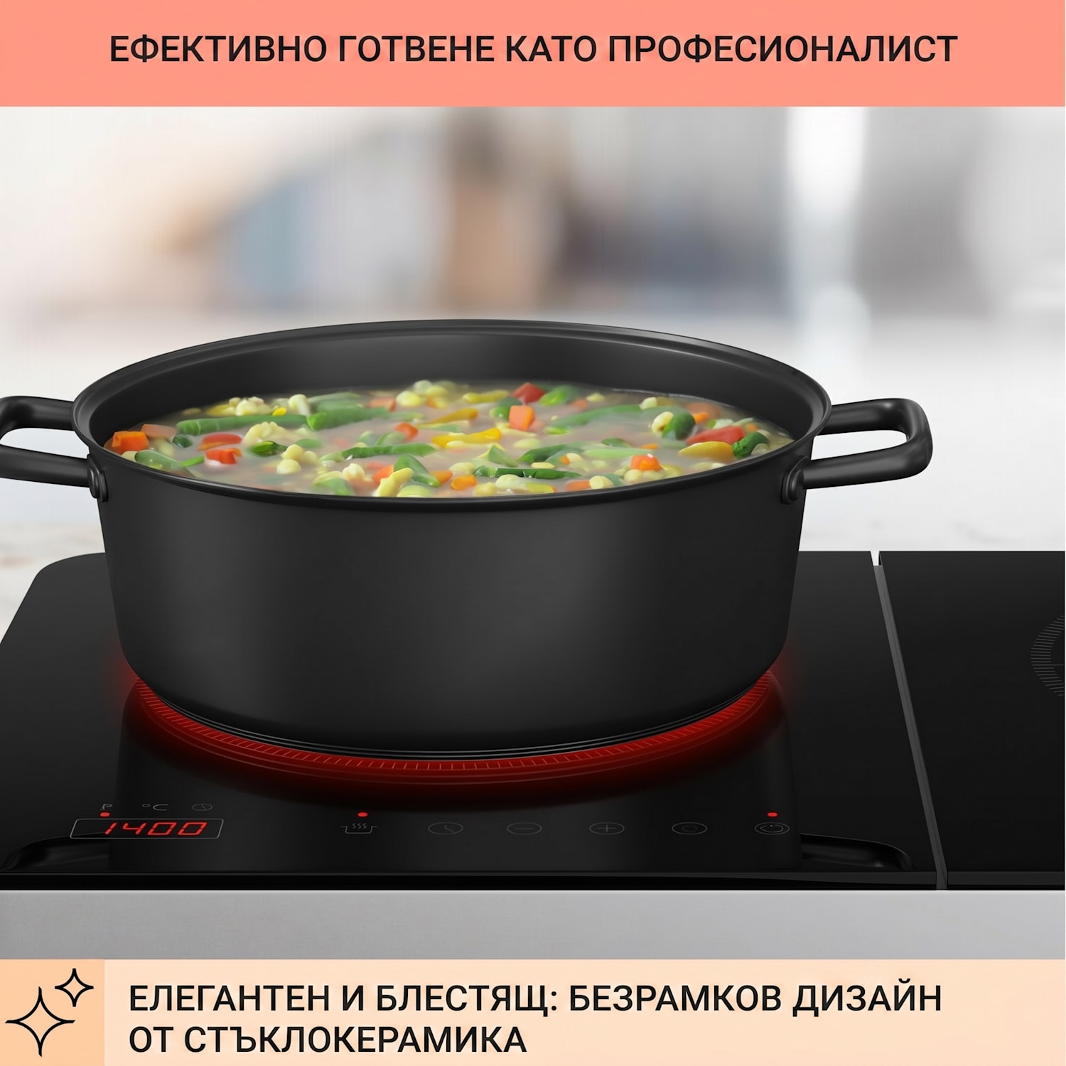 Двоен индукционен плот Cookio 3500W с таймер от стъклокерамика 