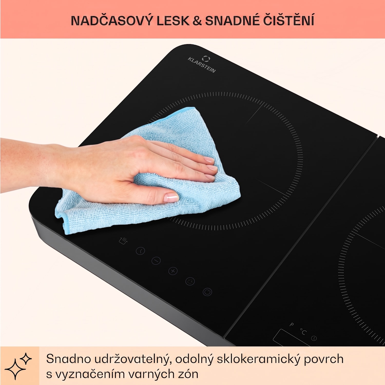 Cookio, indukční varná deska, 3500 W, 2 zóny, časovač, sklokeramika 