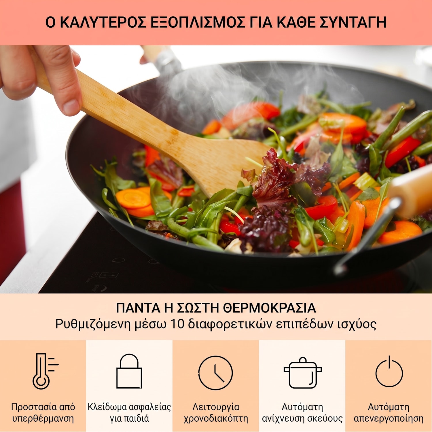 Cookio 3500W Επαγωγική Εστία 2 Εστιών Μαύρη 