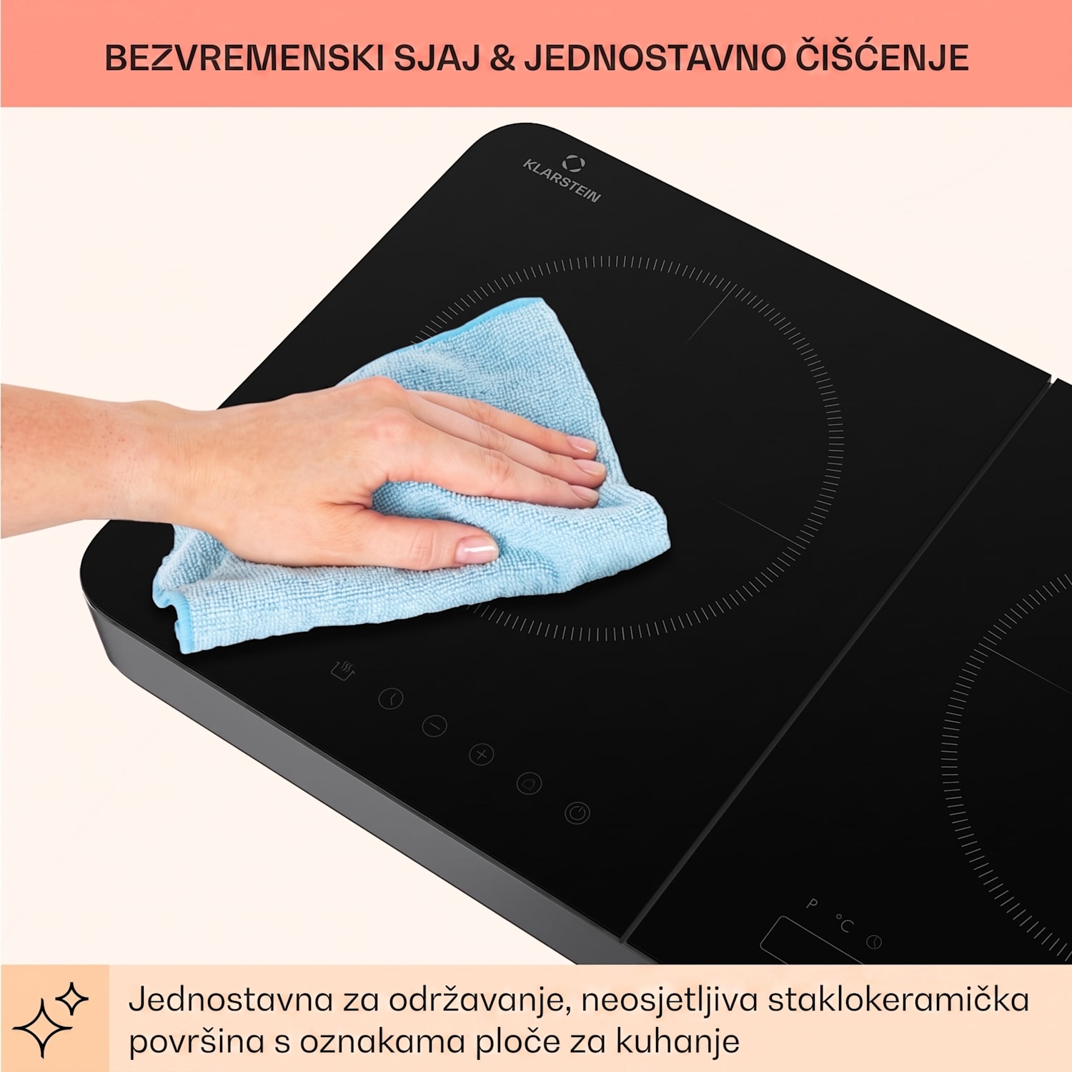 Cookio dvostruka indukcijska ploča za kuhanje 3500W tajmer staklokeramika 
