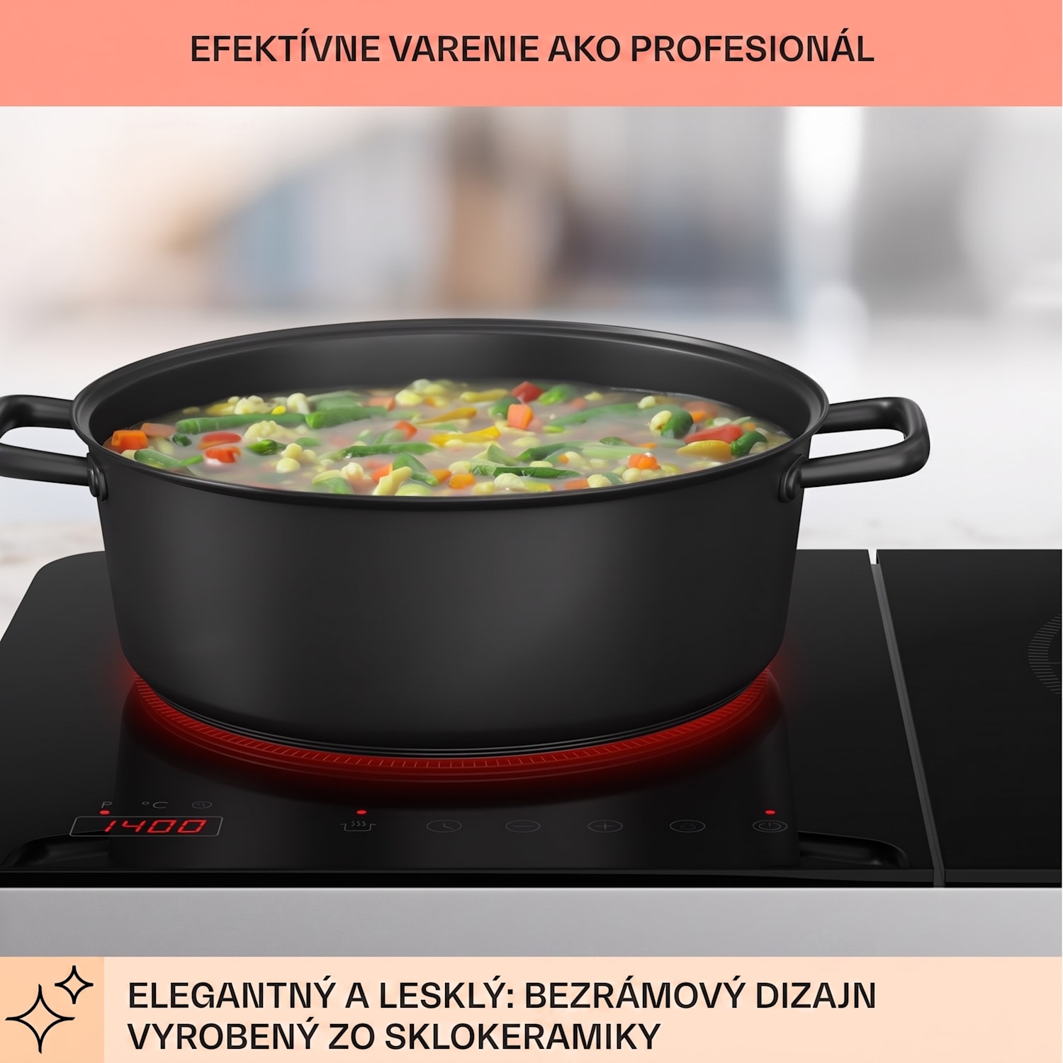 Cookio, dvojitá indukčná varná doska, 3500 W, časovač, sklokeramika 