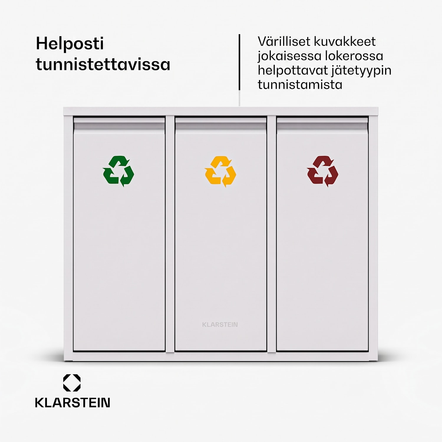 Ordnungshüter 3 roskasankoa 45 litraa 3 säiliötä kierrätys seinäkiinnitys 45 L | Valkoinen