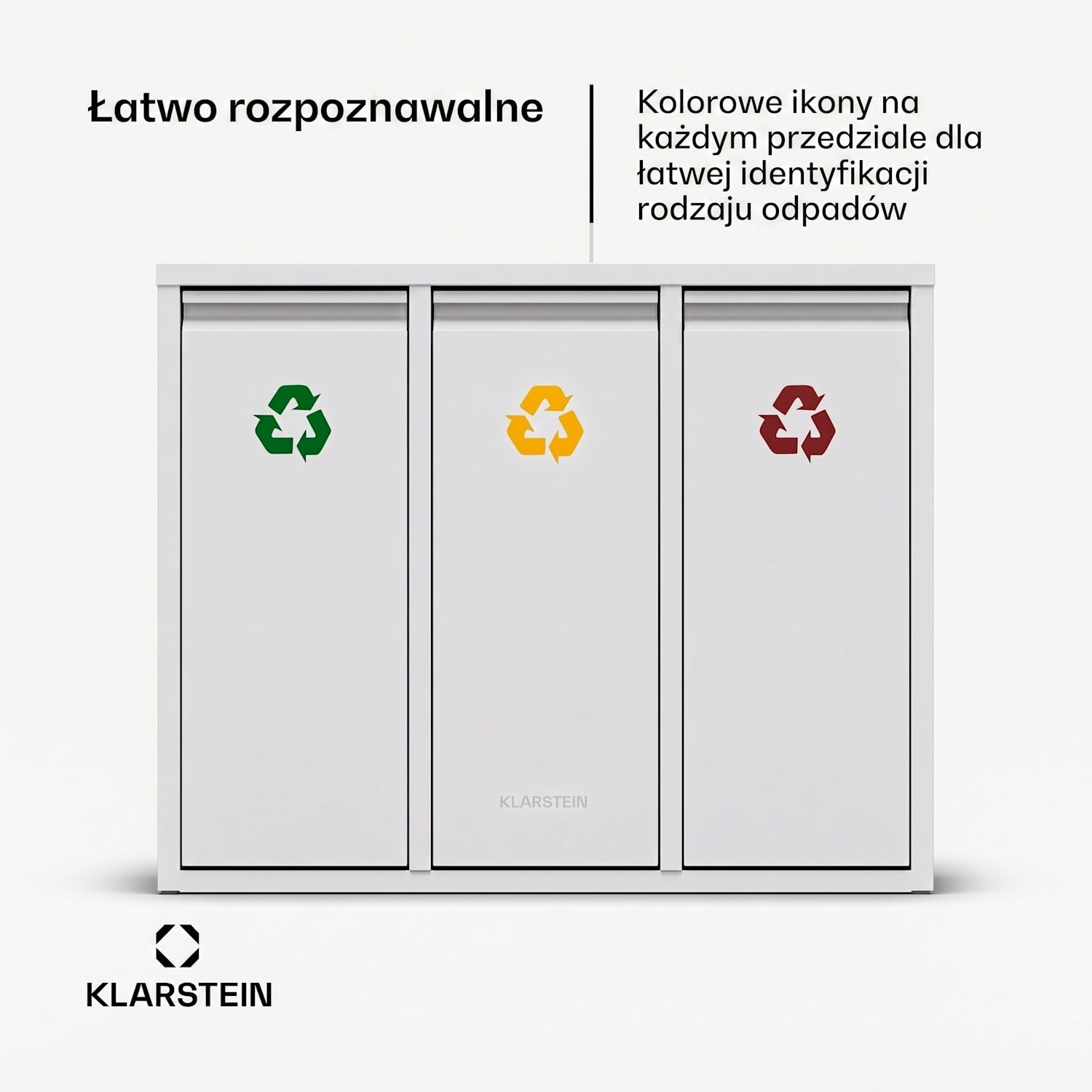 Ordnungshüter 3, kosz do segregacji odpadów, 45 l, 3 pojemniki, montaż na ścianie 45 L | Biały