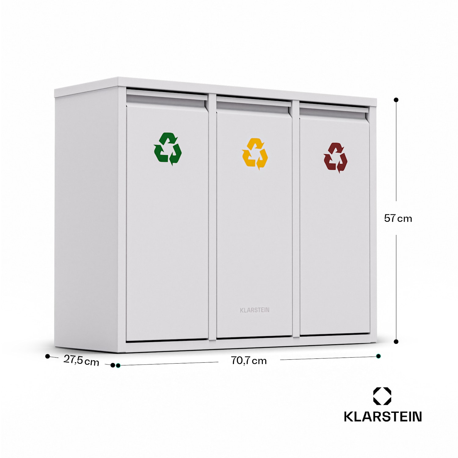 Ordnungshüter 3 poubelle 45 litres 3 bacs recyclage Installation murale 45 L | Blanc
