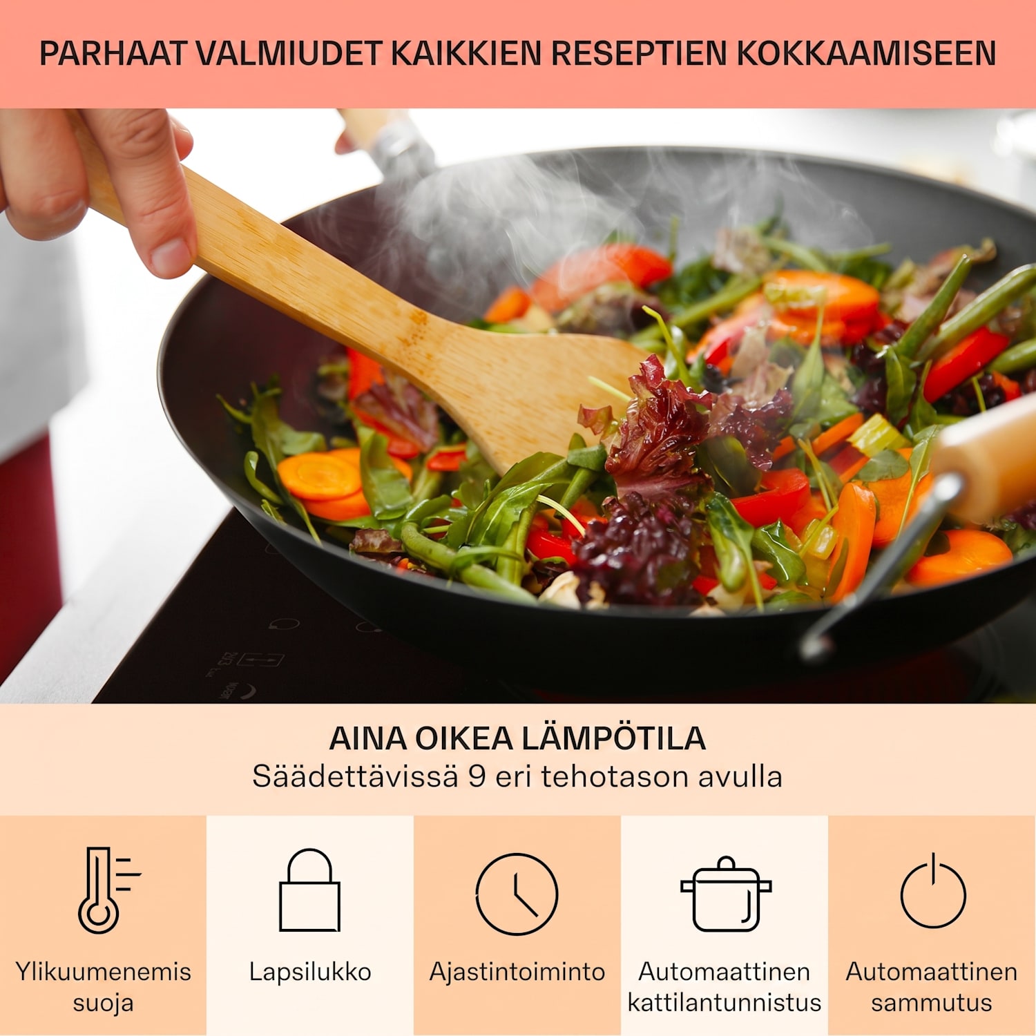 VariCook Neo induktiokeittotaso 3500W SenseControl lasikeramiikka, kaksikeittoalue 2 | Mattamusta