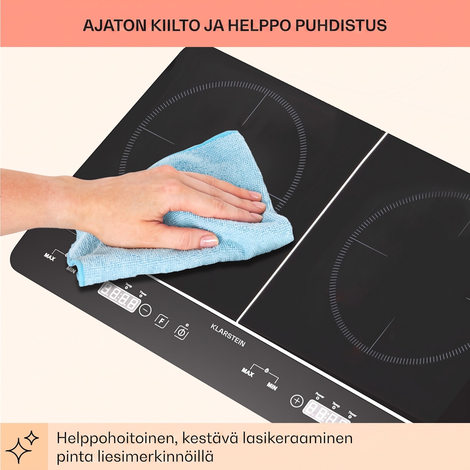 VariCook Neo induktiokeittotaso 3500W SenseControl lasikeramiikka, kaksikeittoalue 2 | Mattamusta