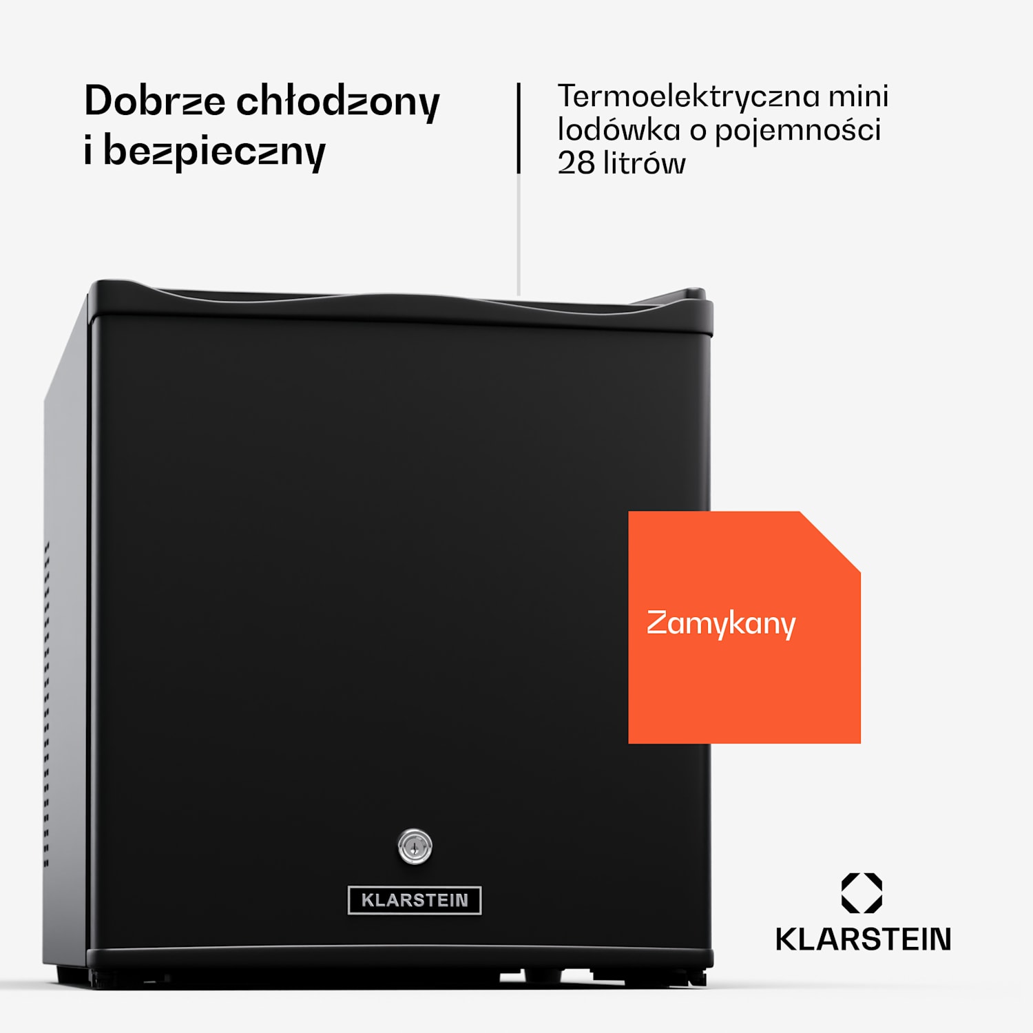 Matterhorn 28, mini lodówka, minibar, 28 l, 35 dB, kompaktowa, zamykana na klucz 28 litrów | Czarny