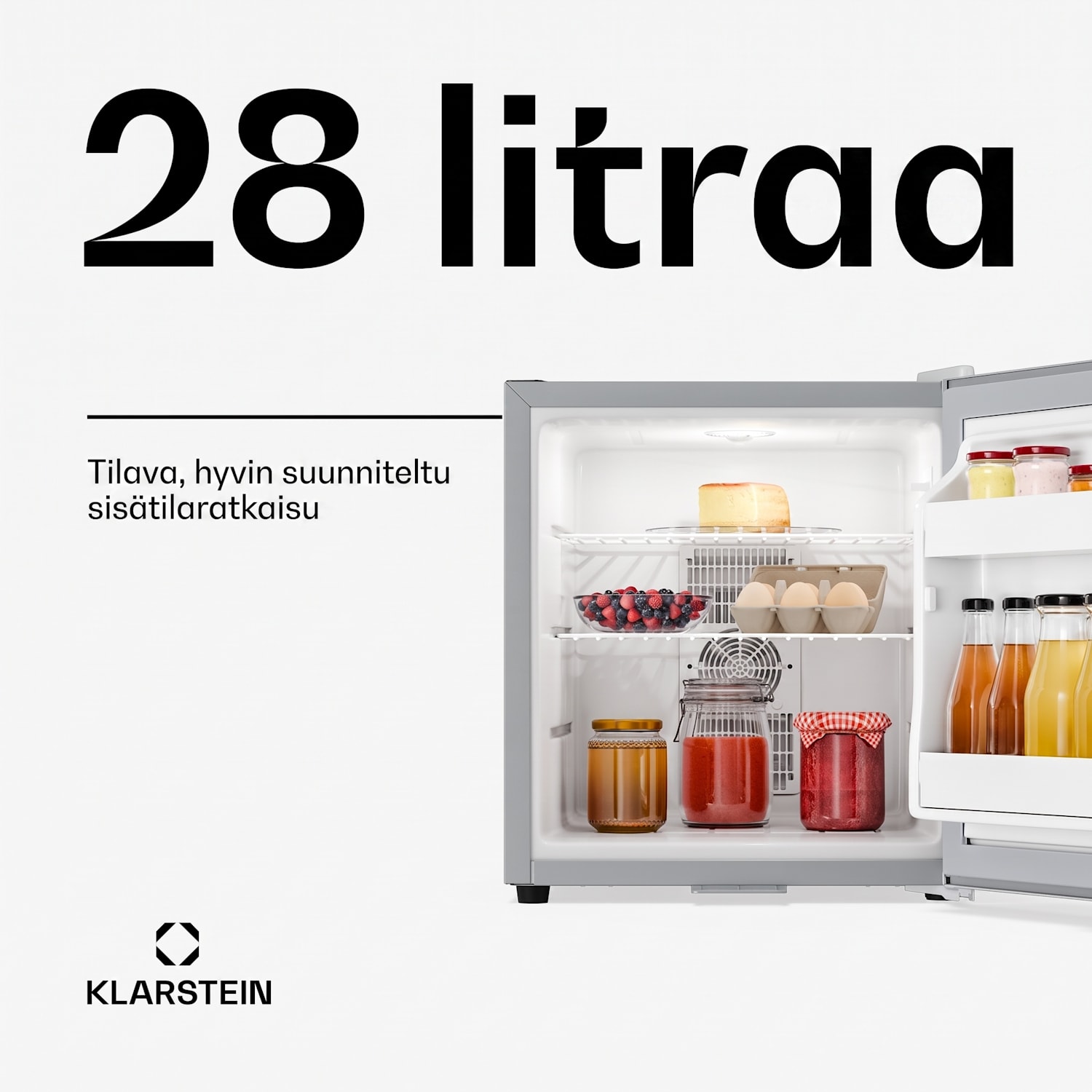 Matterhorn 28 minijääkaappi 28 litraa 35 dB kompakti lukittava 28 L | Ruostumaton Teräs