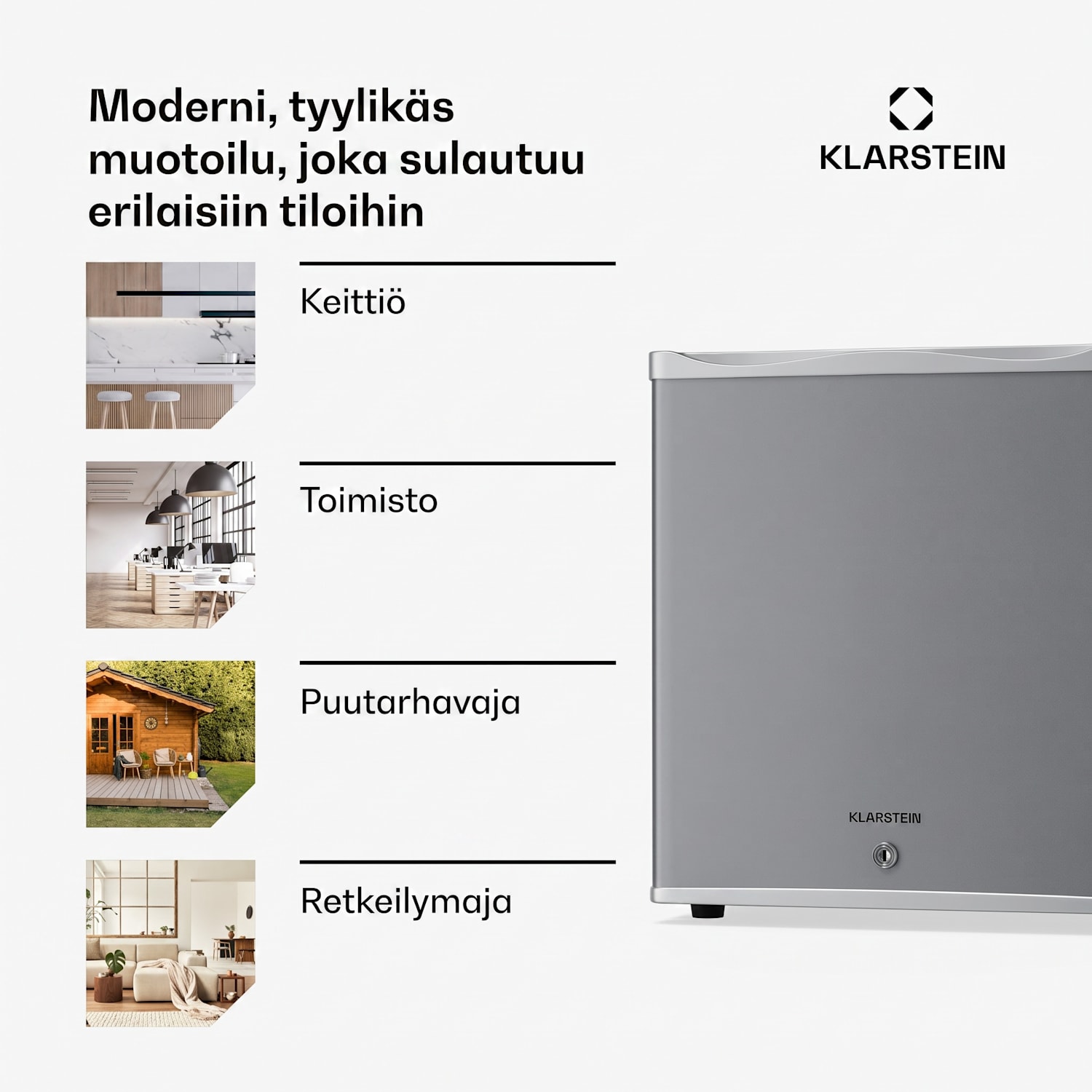Matterhorn 28 minijääkaappi 28 litraa 35 dB kompakti lukittava 28 L | Ruostumaton Teräs