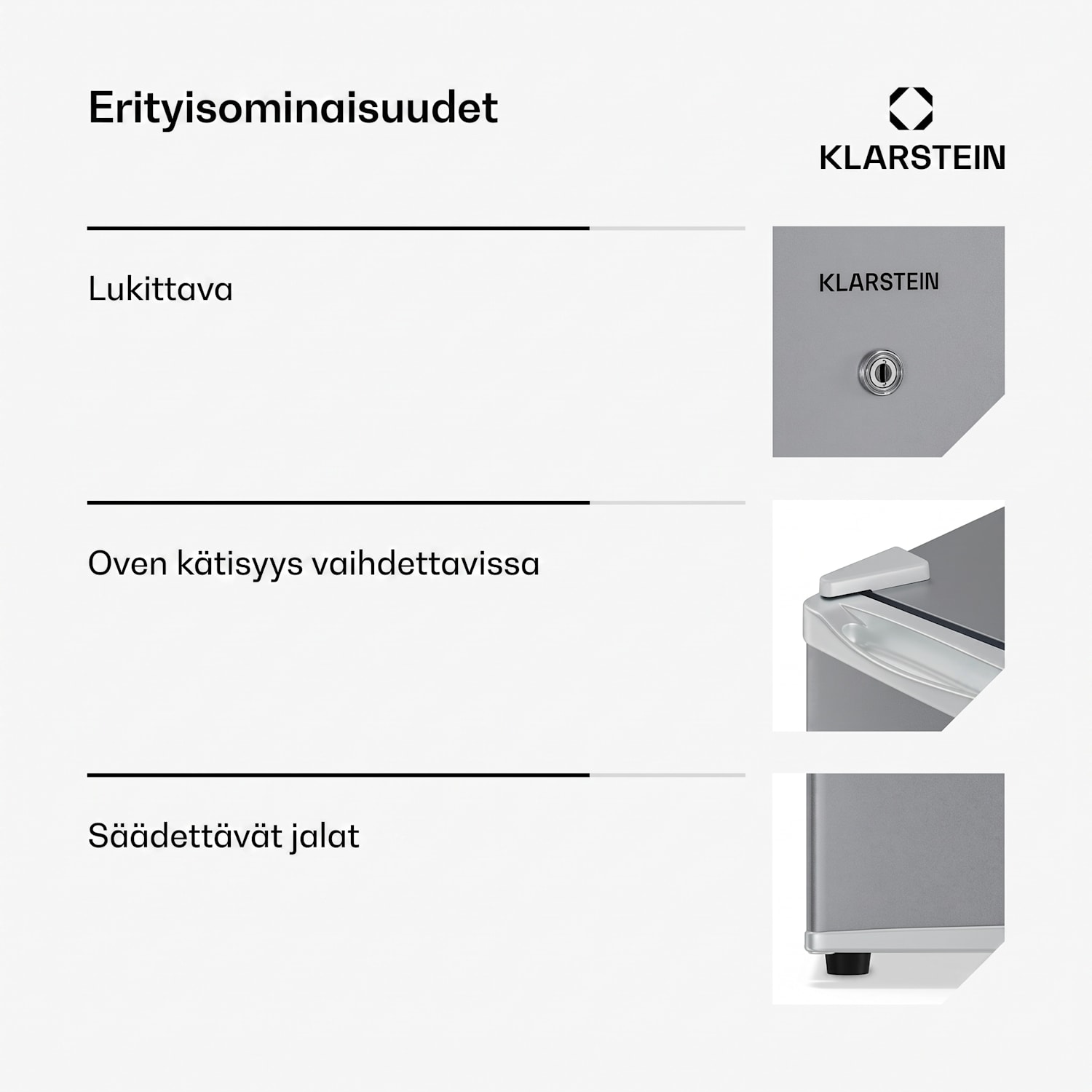 Matterhorn 28 minijääkaappi 28 litraa 35 dB kompakti lukittava 28 L | Ruostumaton Teräs