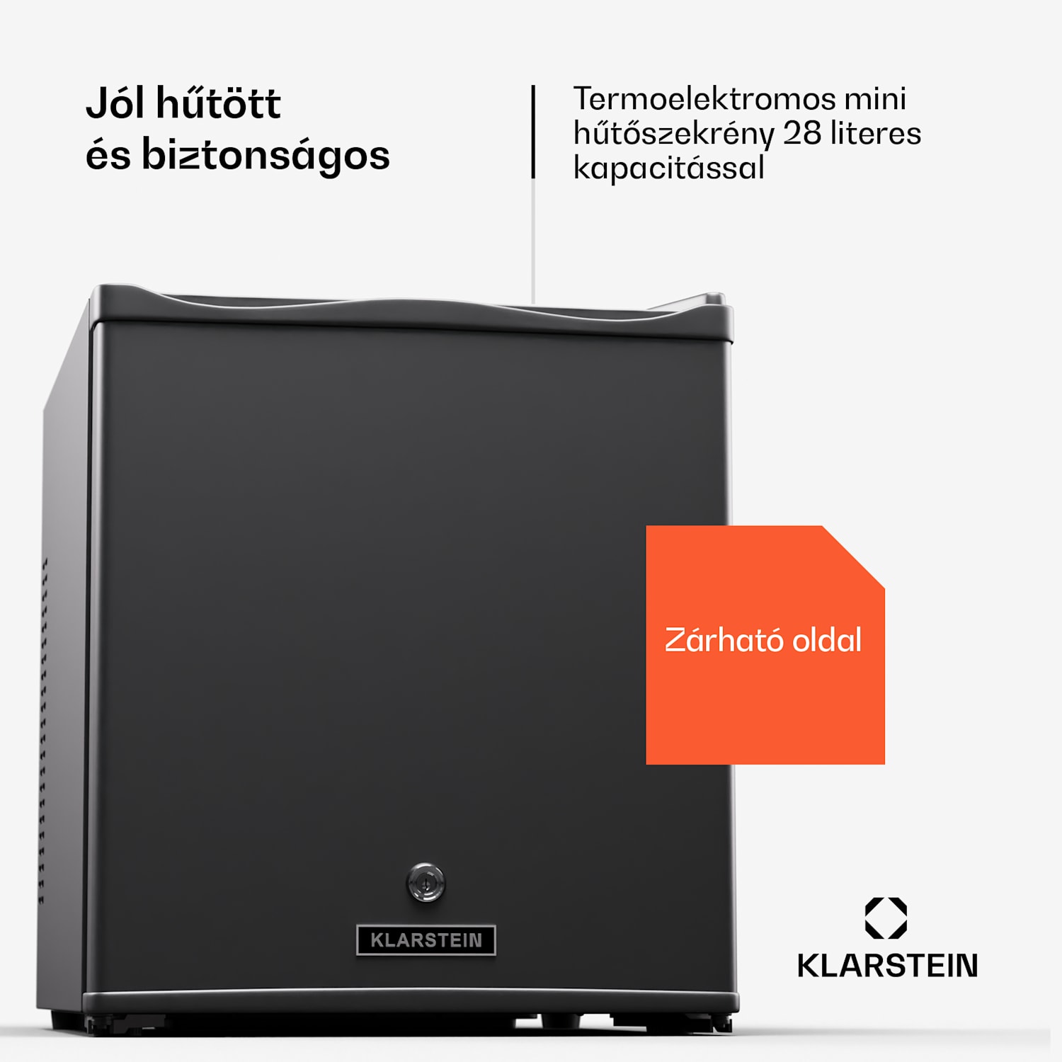 Matterhorn 28, mini hűtőszekrény, 28 literes, 35 dB, kompakt, zárható 28 Ltr | Rozsdamentes acél