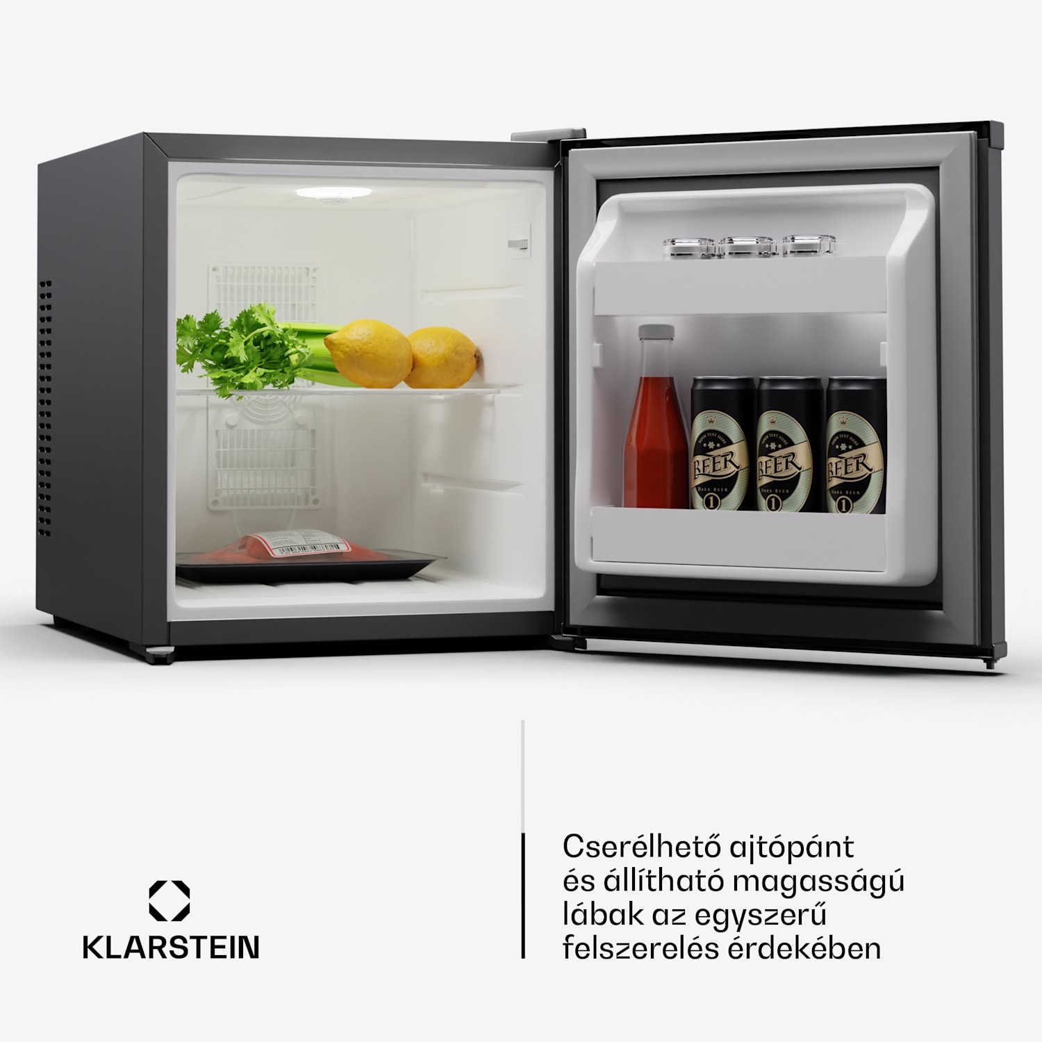 Matterhorn 28, mini hűtőszekrény, 28 literes, 35 dB, kompakt, zárható 28 Ltr | Rozsdamentes acél