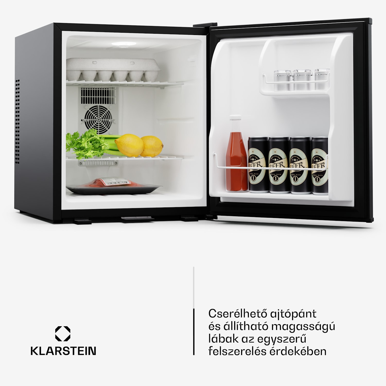 Matterhorn 44, mini hűtőszekrény, 44 literes, 35 dB, kompakt, zárható 44 Ltr | Fekete