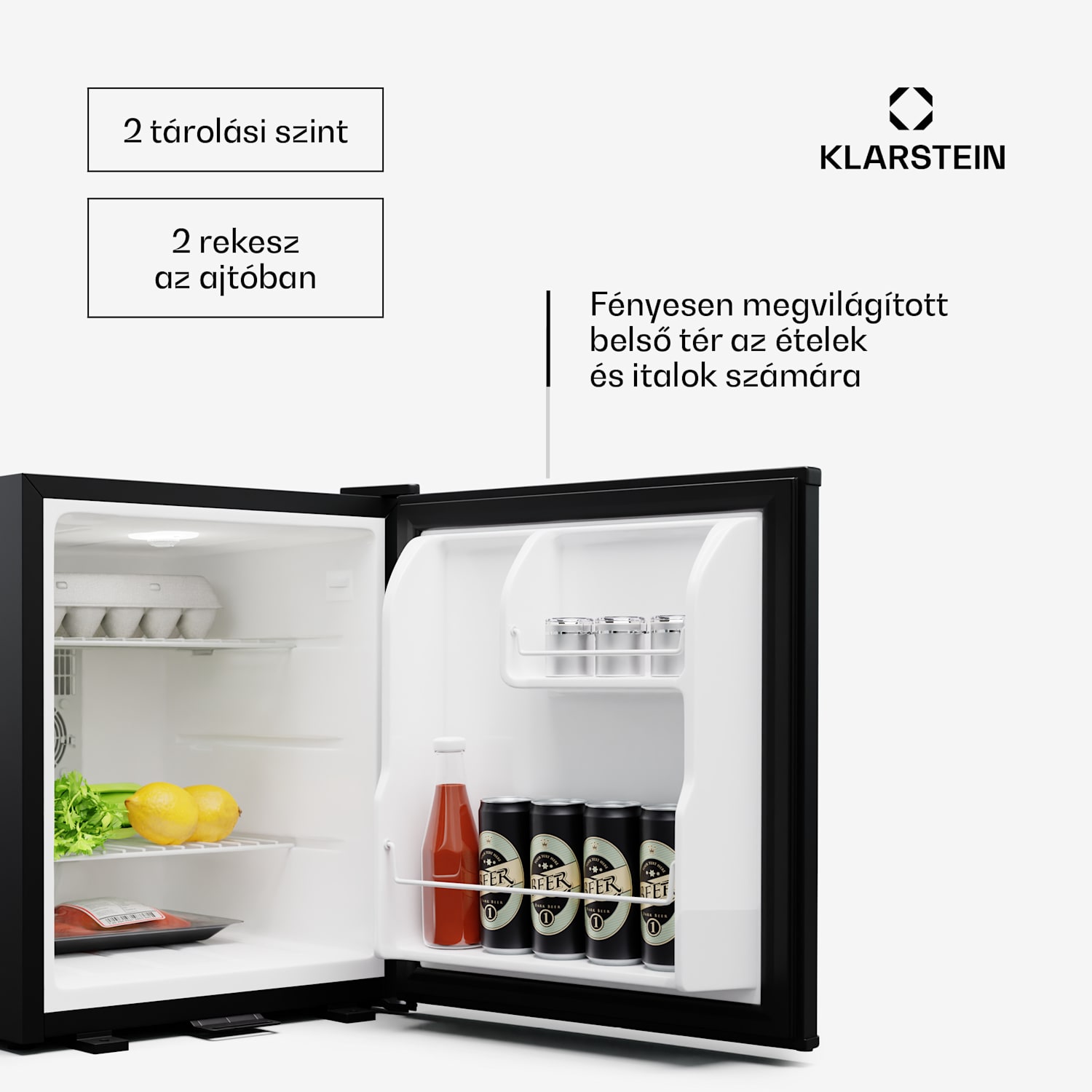 Matterhorn 44, mini hűtőszekrény, 44 literes, 35 dB, kompakt, zárható 44 Ltr | Fekete