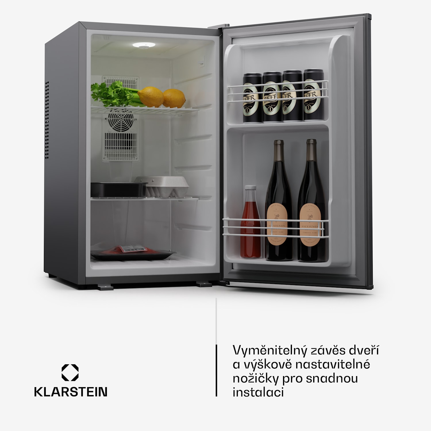 Matterhorn 68, mini lednice, 68 litrů, 35 dB, kompaktní, uzamykatelná 68 Ltr | Nerezová ocel