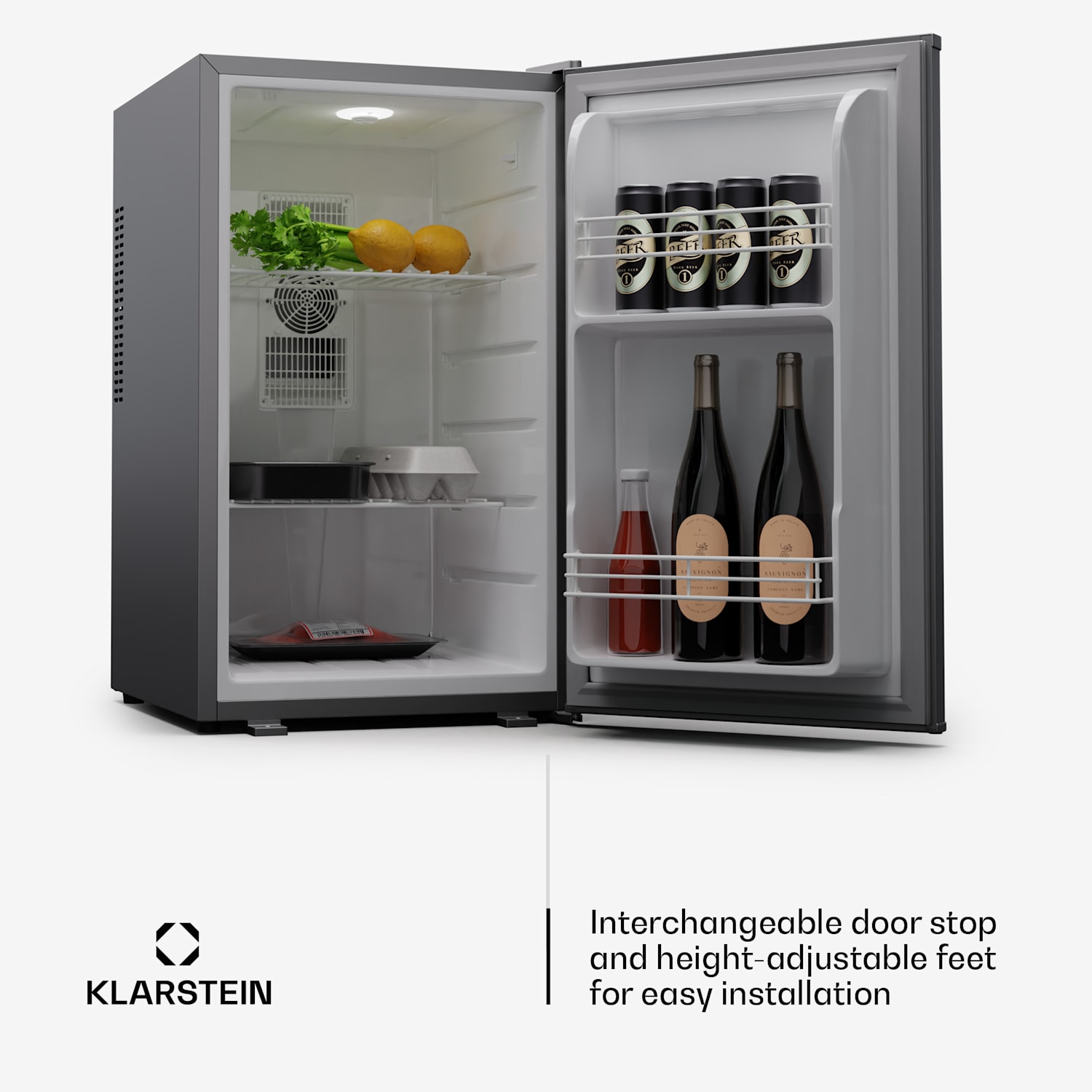 Matterhorn 68 minikoelkast 68 liter 35 dB compact afsluitbaar 68 ltr | Roestvrij Staal