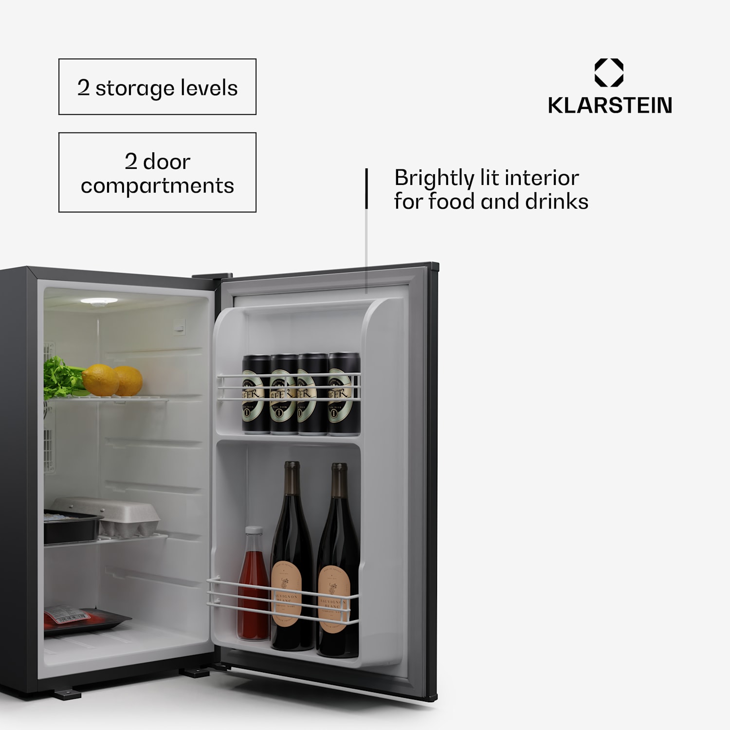 Matterhorn 68 minikoelkast 68 liter 35 dB compact afsluitbaar 68 ltr | Roestvrij Staal