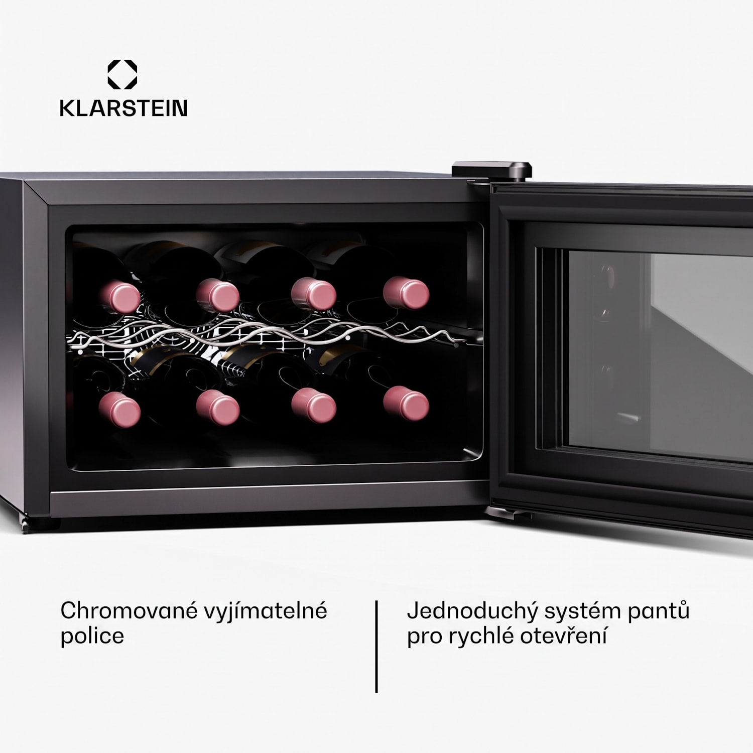 Shiraz 8 Slim Uno, vinotéka, 8 lahví, 8-18 °C, dotykové ovládání 8 lahví | 1 chladící zóna | Černá