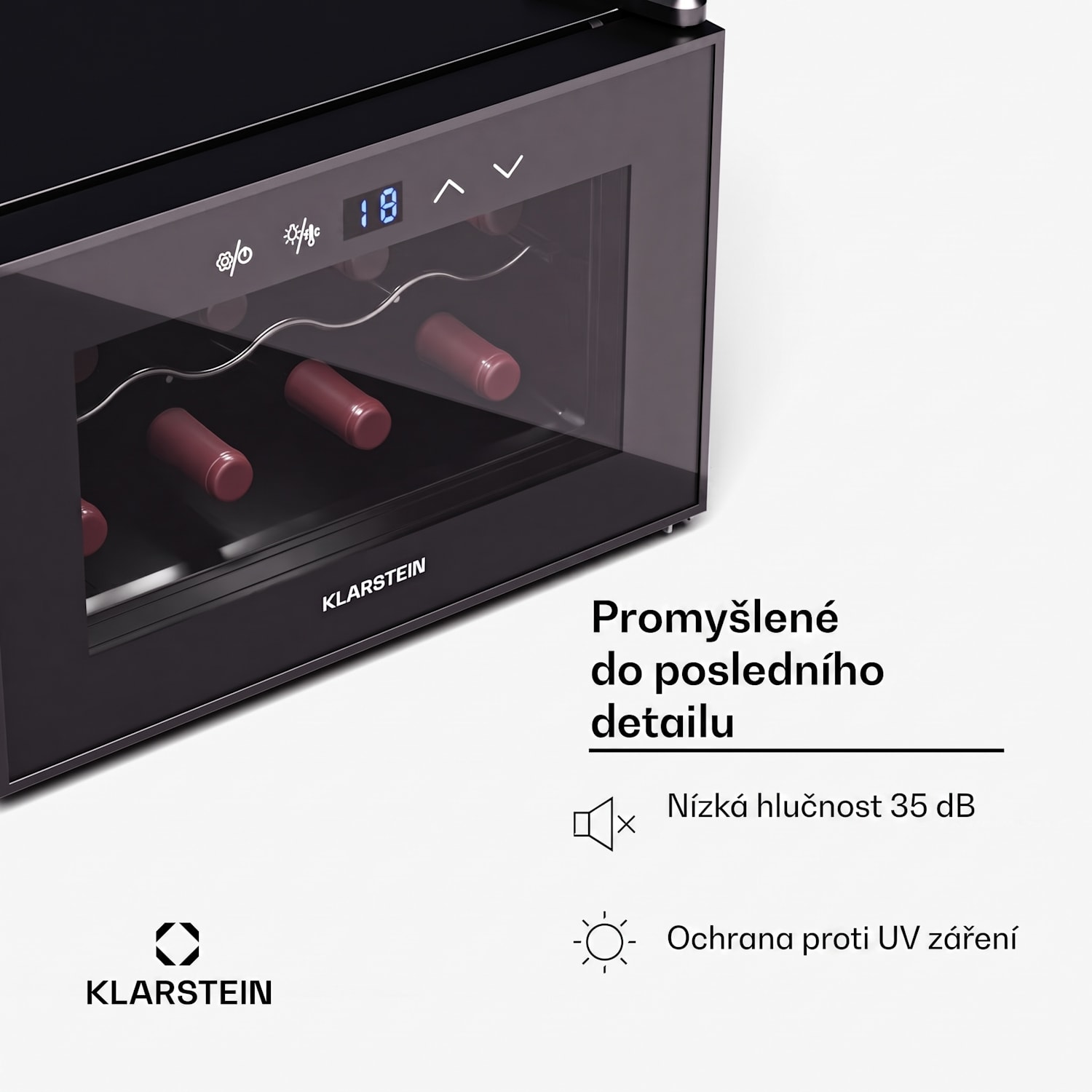 Shiraz 8 Slim Uno, vinotéka, 8 lahví, 8-18 °C, dotykové ovládání 8 lahví | 1 chladící zóna | Černá