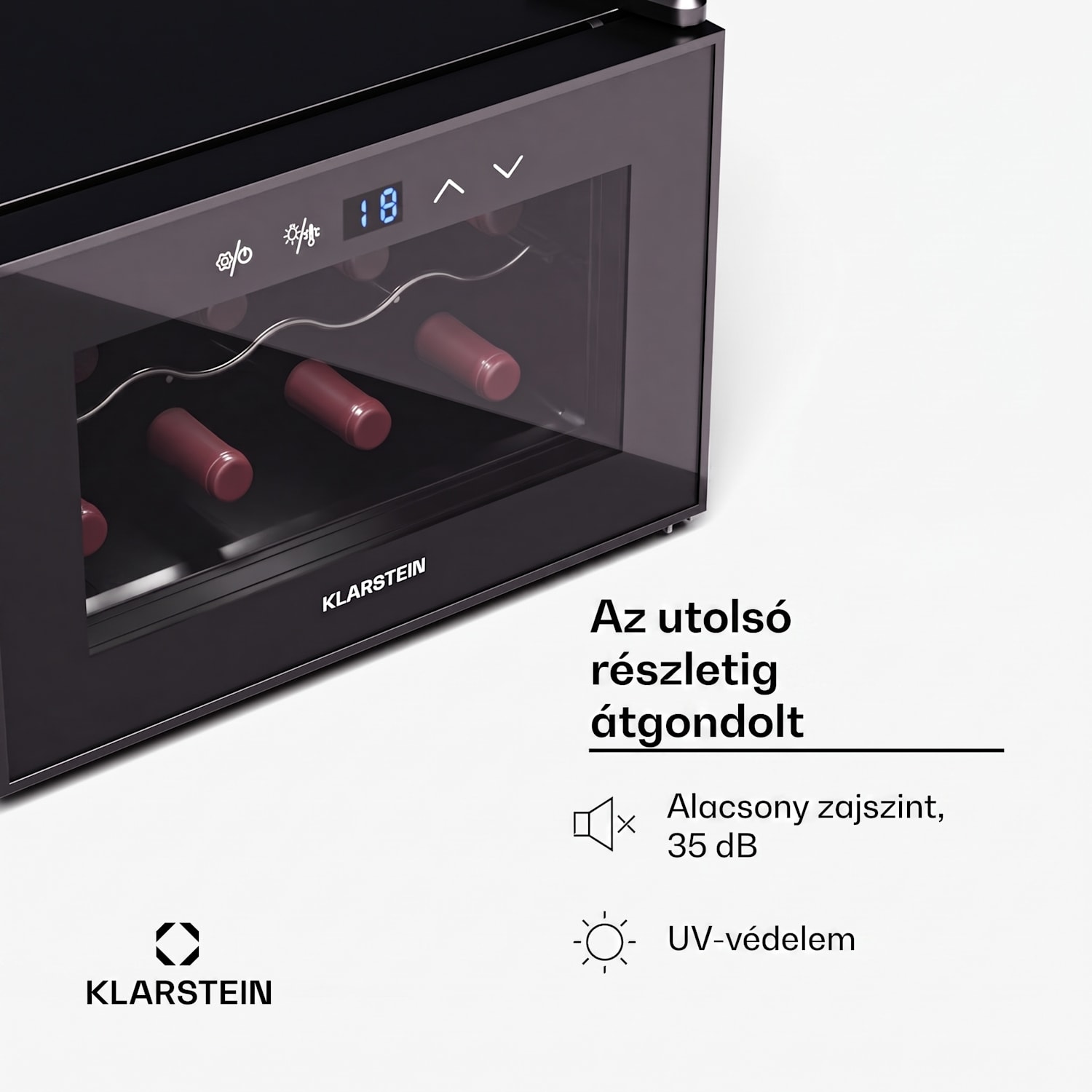 Shiraz 8 Uno, borhűtő, 8 palack, 8 - 18 °C, érintős vezérlés 8 palack | 1 hűtőzóna | Fekete