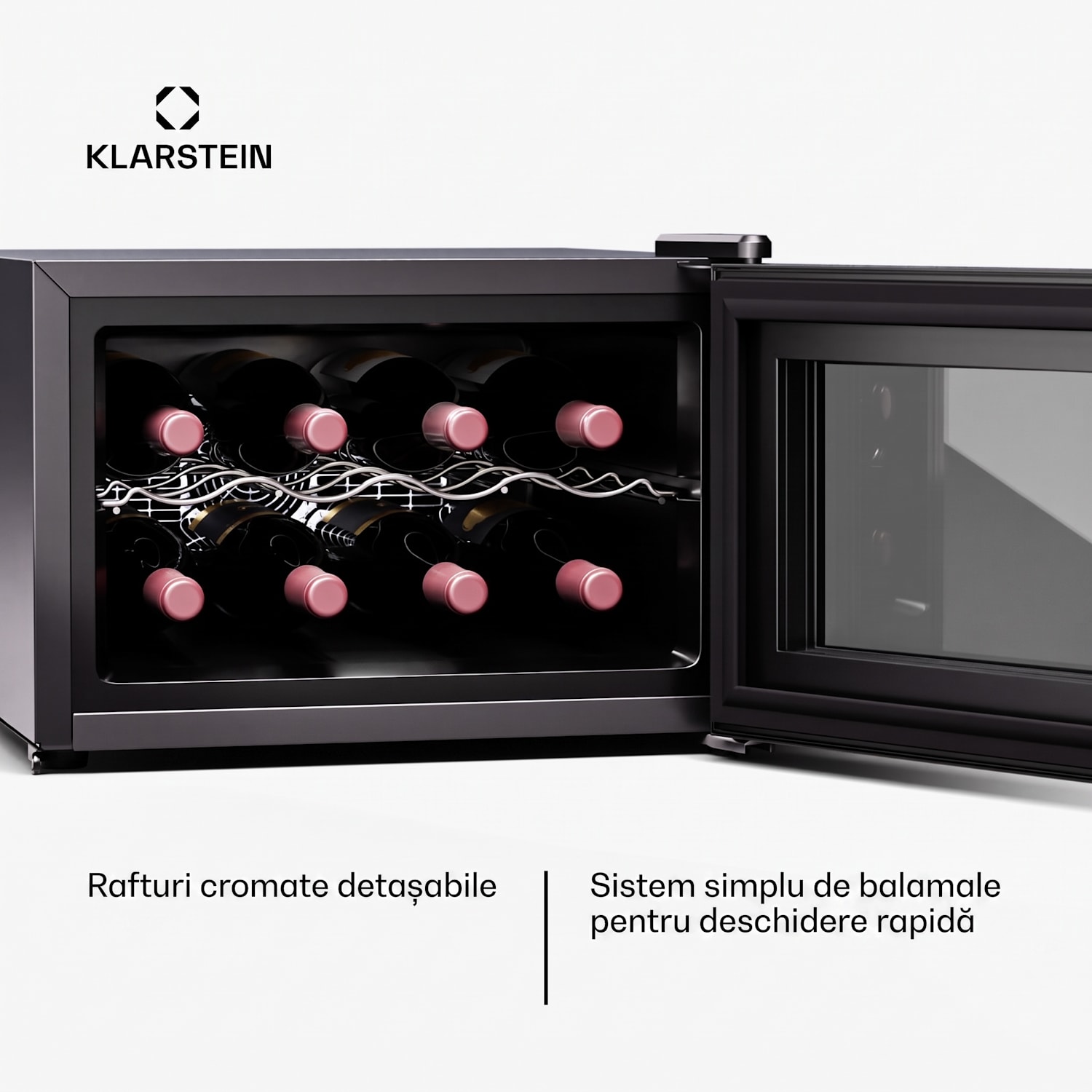 Shiraz 8 Uno, frigider pentru vin, 8 sticle, 8 - 18 °C, control tactil 8 sticle | 1 | Negru