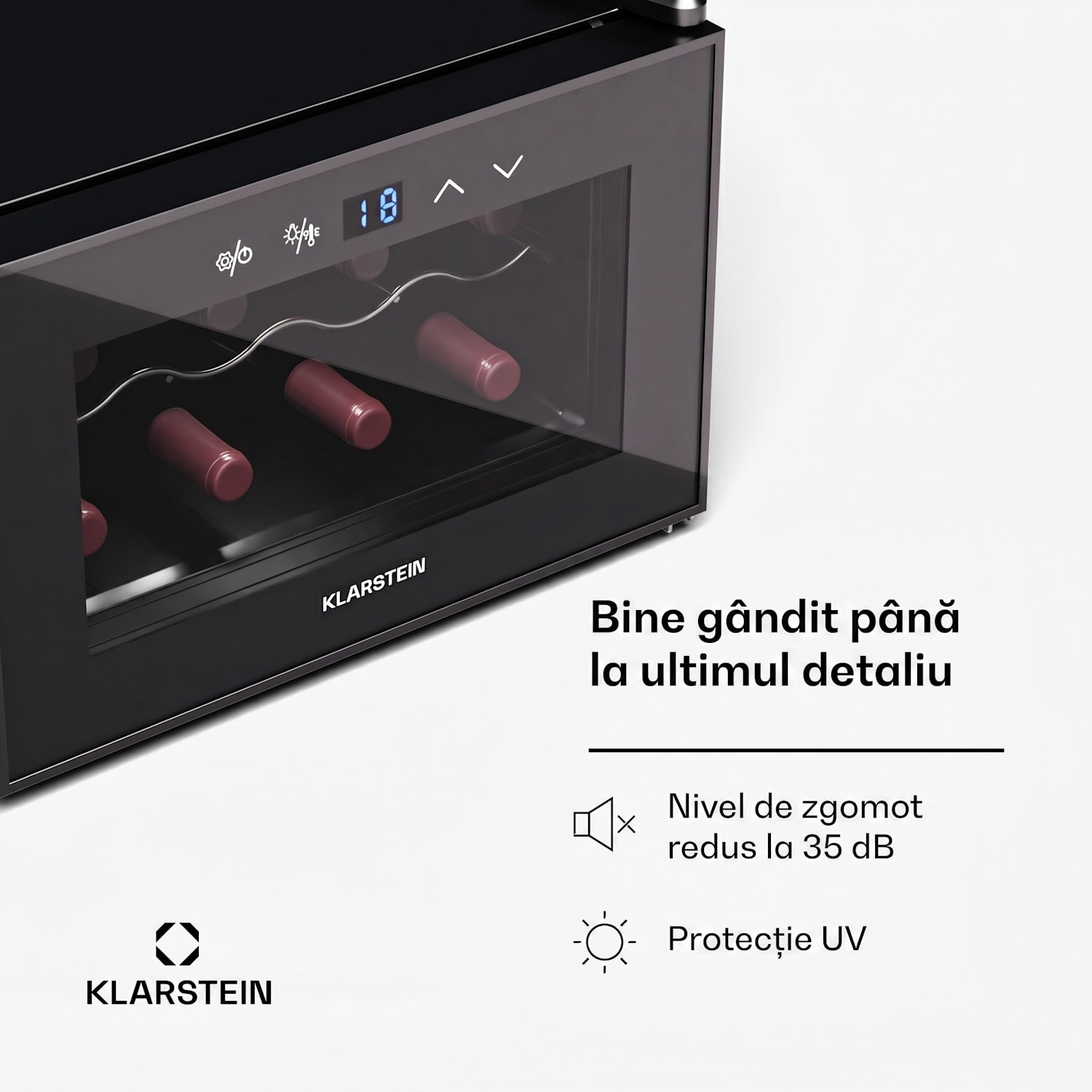 Shiraz 8 Uno, frigider pentru vin, 8 sticle, 8 - 18 °C, control tactil 8 sticle | 1 | Negru