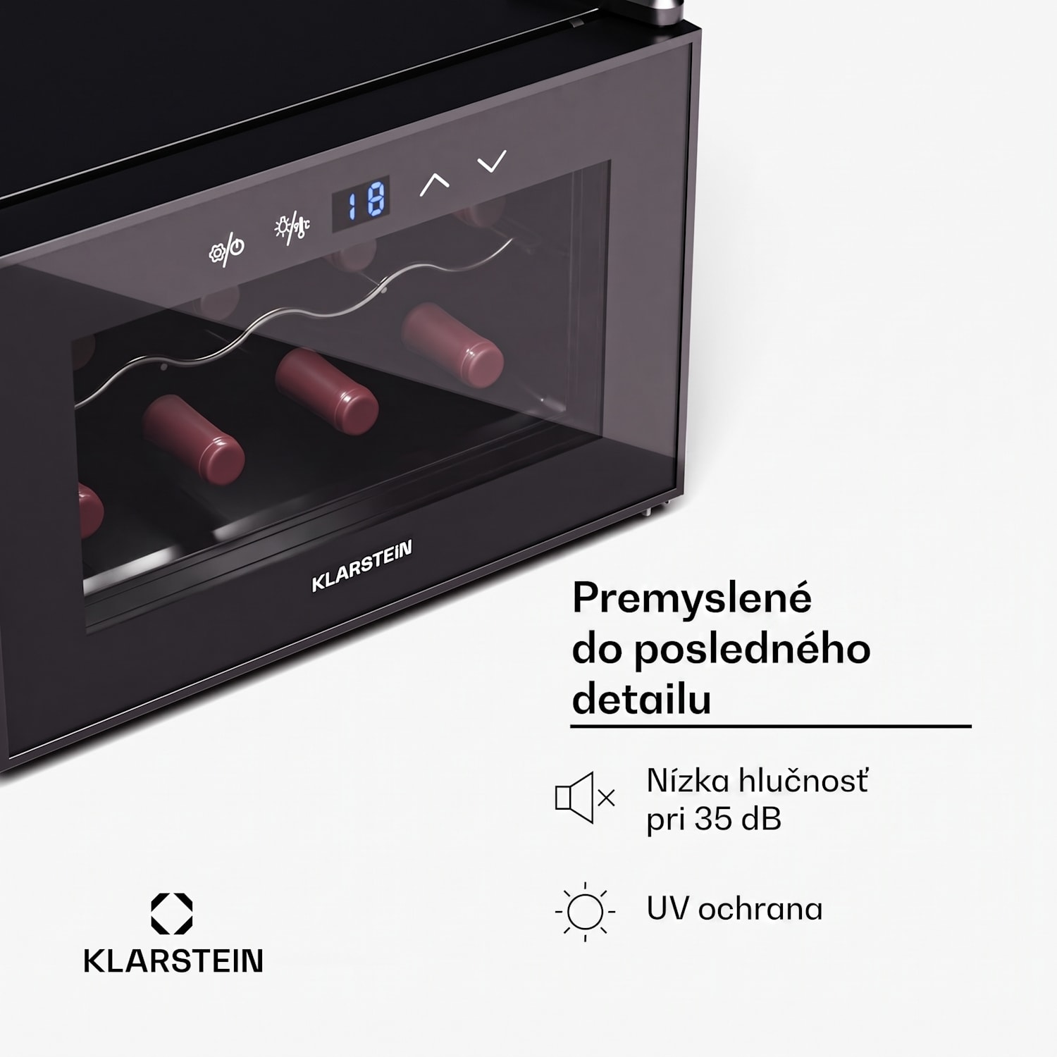 Shiraz 8 Uno, vinotéka, 8 fliaš, 8-18°C, dotykové ovládanie 8 fliaš | 1 chladiaca zóna | Čierna