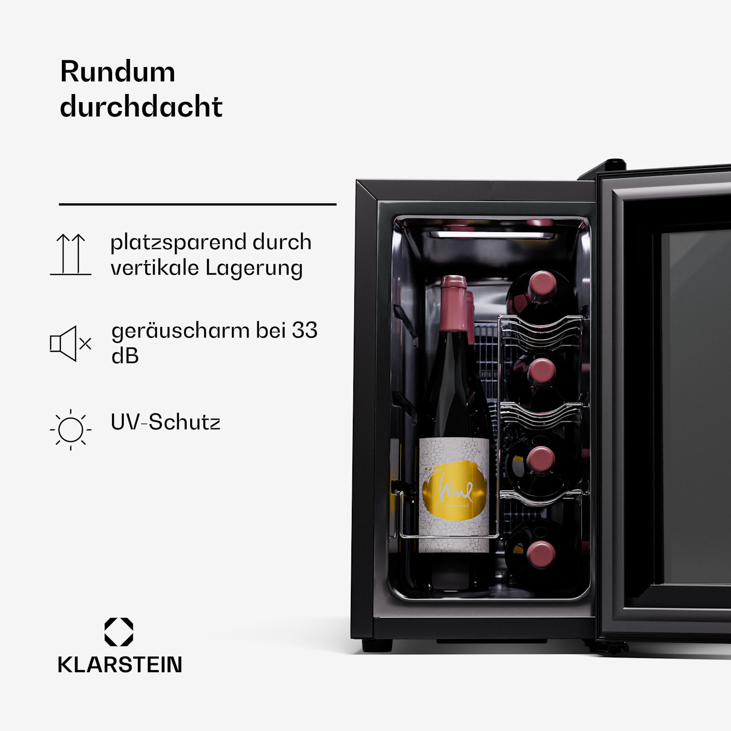 Shiraz 8 Uno Vertical - Frigorifero per vini, 8 bottiglie, 8-18 °C, controllo touch 