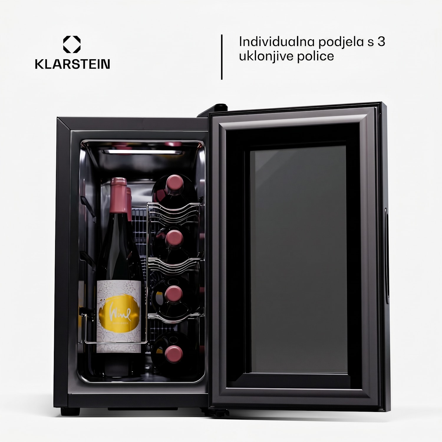 Shiraz 8 Uno, vertikalni hladnjak za vino, 8 boca, 8 - 18 °C, kontrola na dodir 8 boca (okomito) | 1 | Crna