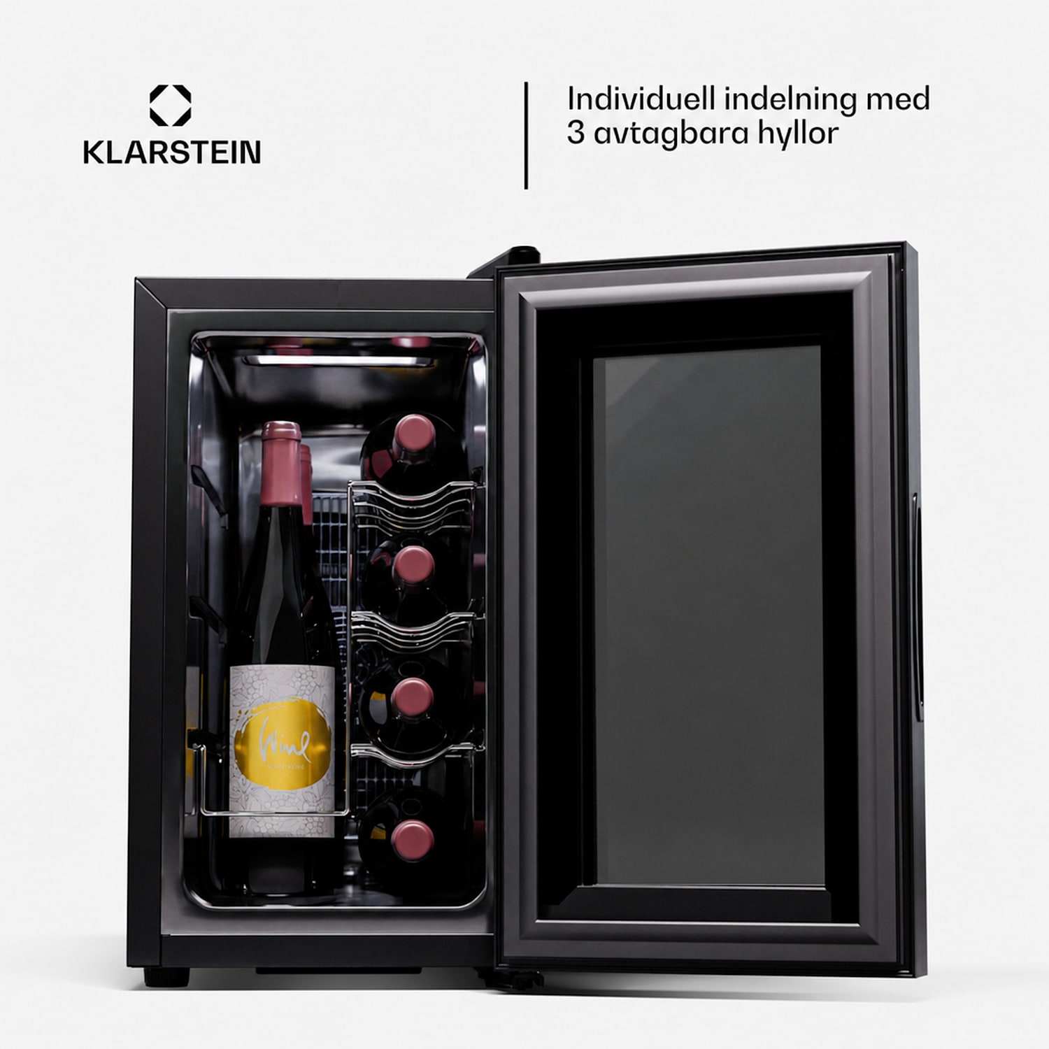 Shiraz 8 Uno Vertical vinkylskåp för 8 flaskor, 8–18 °C, pekskärm 8 flaskor (vertikal) | 1 kylzon | Svart