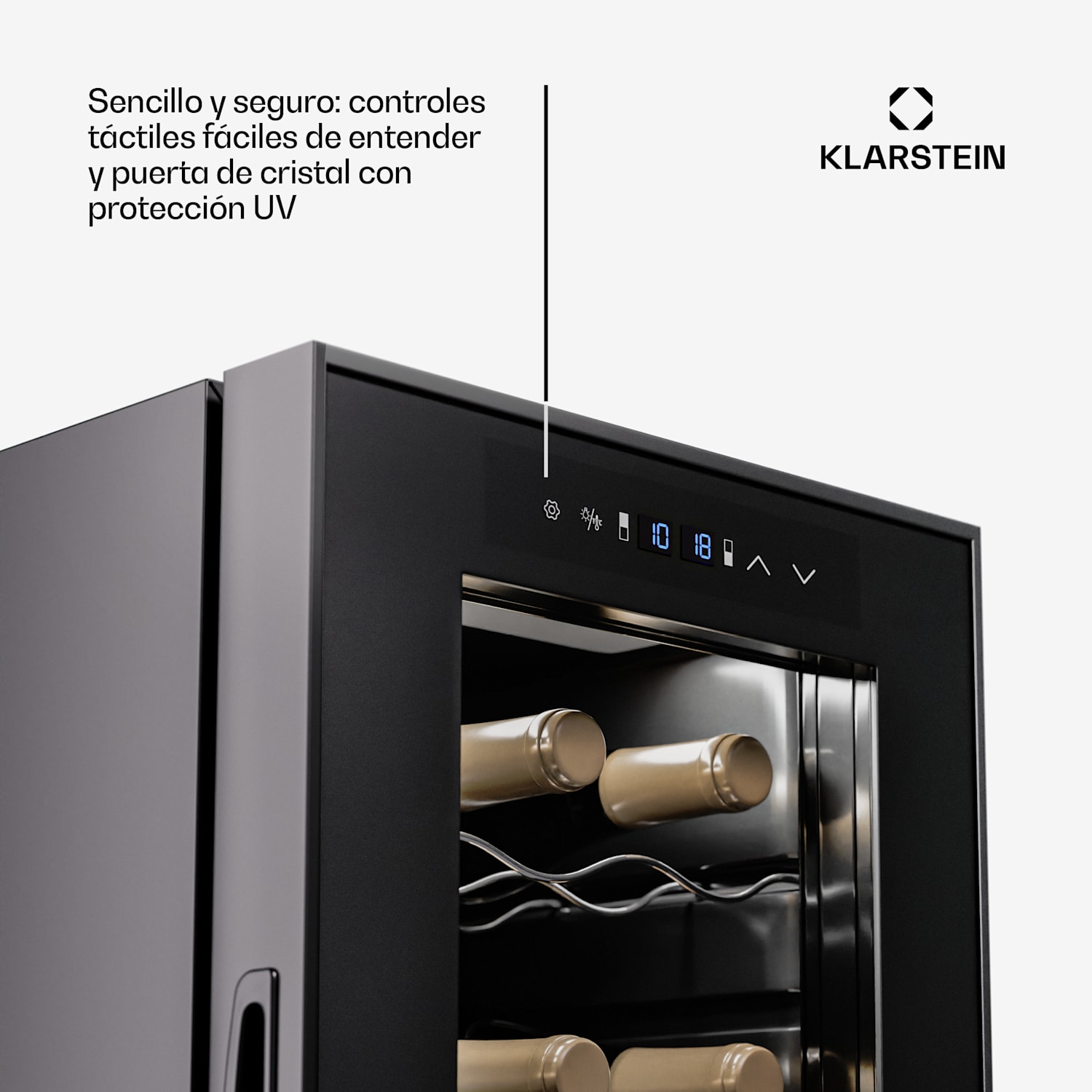 Shiraz 18 Duo refrigerador de vino 2 zonas 53 L/18 botellas 5-18 °C Touch 18 botellas | 2 zonas de refrigeración | Negro