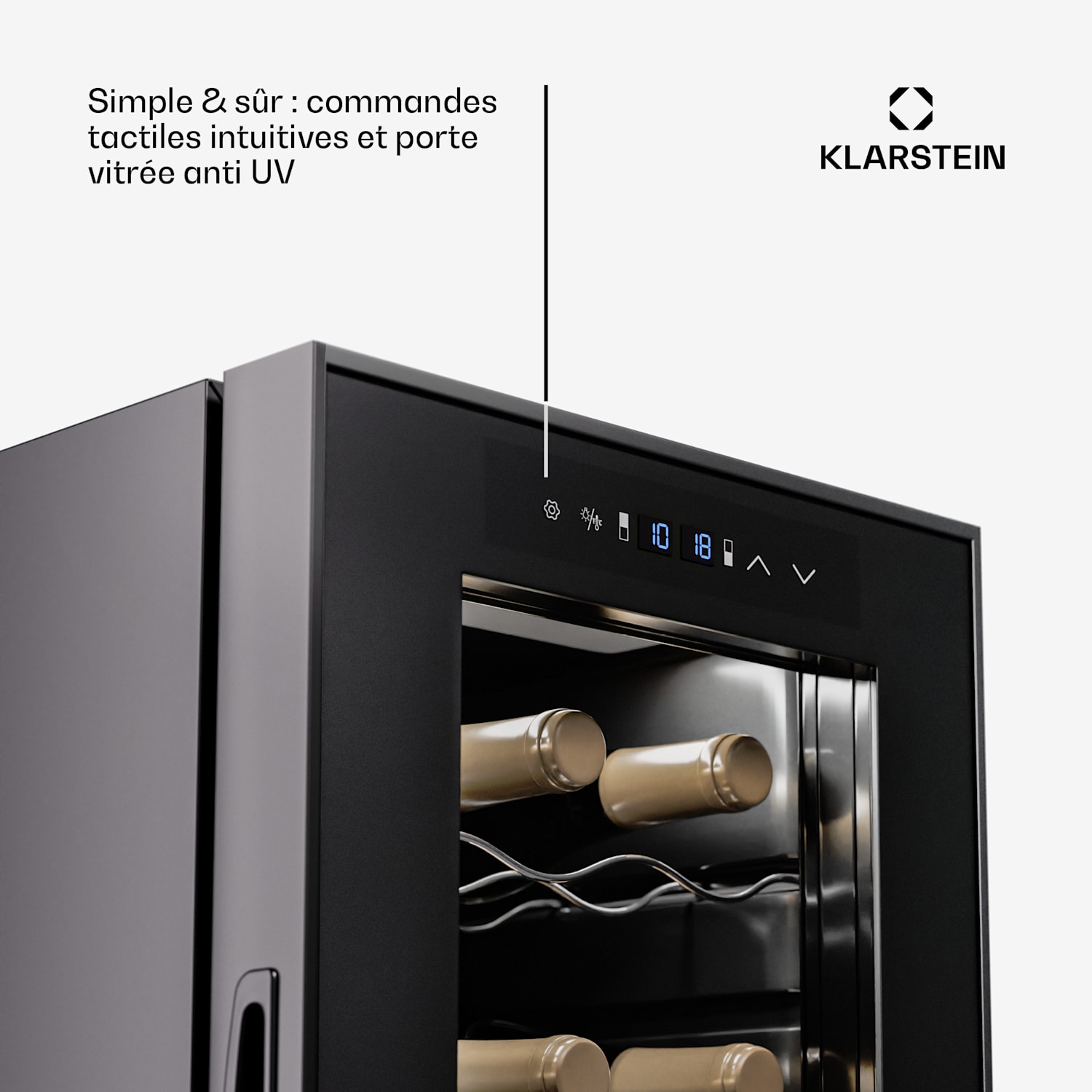 Shiraz 18 Duo Cave à vin 2 zones 53 L/18 bouteilles 5-18 °C Tactile 18 bouteilles | 2 zones de conservation | Noir