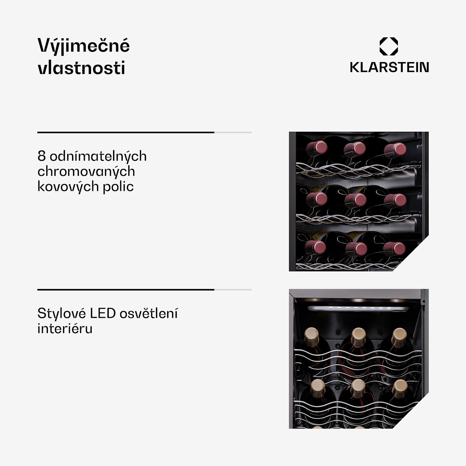 Shiraz 24 Duo, vinotéka, 2 zóny, 75 l/24 lahví, 5-18 °C, dotykové ovládání 24 botellas | 2 chladicí zóny | Negro