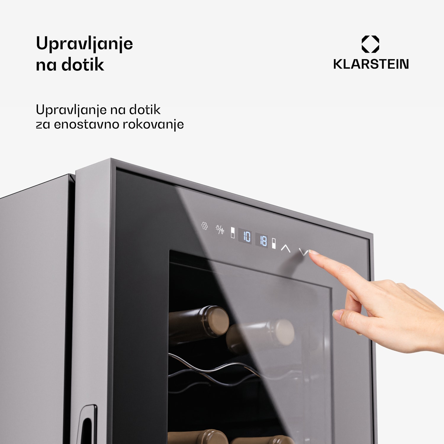 Shiraz 24 Duo, hladilnik za vino, 2 hladilni območji, 75 l/24 steklenic, 5-18 °C, upravljanje na dotik 24 flessen | 2 chladicí zóny | Črna