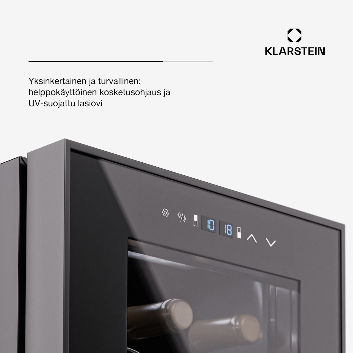 Shiraz 27 Duo viinijääkaappi 2 aluetta 83 l/27 pullolle 5 - 18 °C kosketus 27 pulloa | 2 jäähdytysalue | Musta