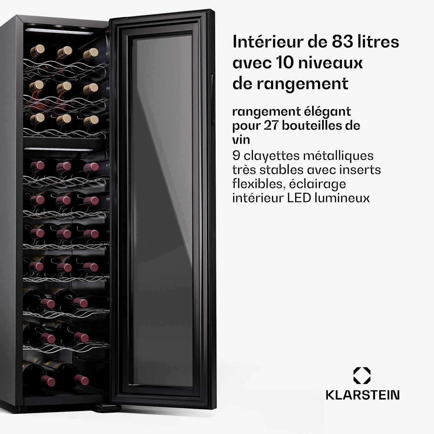 Shiraz 27 Duo wijnkoelkast 2 zones 83 liter 27 flessen 5-18°C touch 27 flessen | 2 koelzones | Zwart