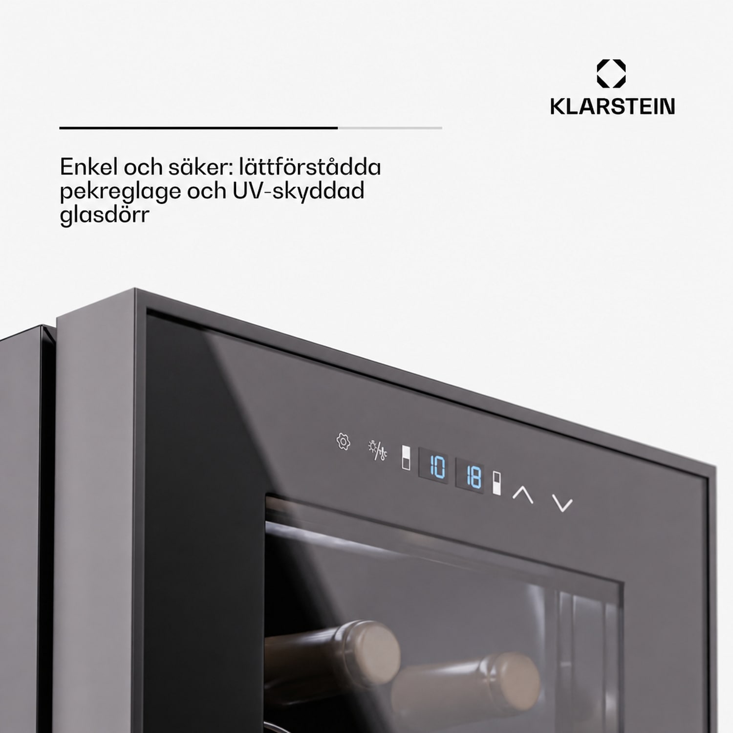 Shiraz 27 Duo vinkylskåp, 2 zoner, 83 l/27 flaskor, 5–18 °C, pekskärm 27 flaskor | 2 kylzoner | Svart