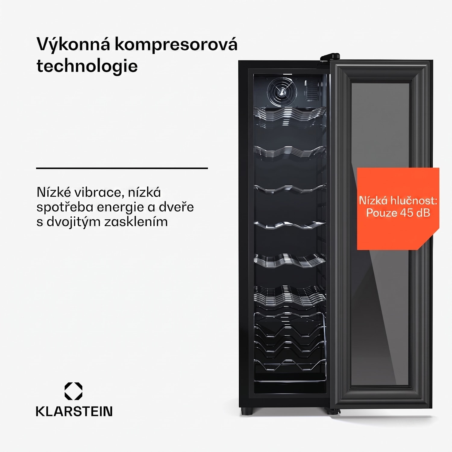 Shiraz 14 Slim Uno, Lednice, 14 lahví, 5 - 18 °C, dotykové ovládání 14 lahví | 1 chladící zóna | Černá