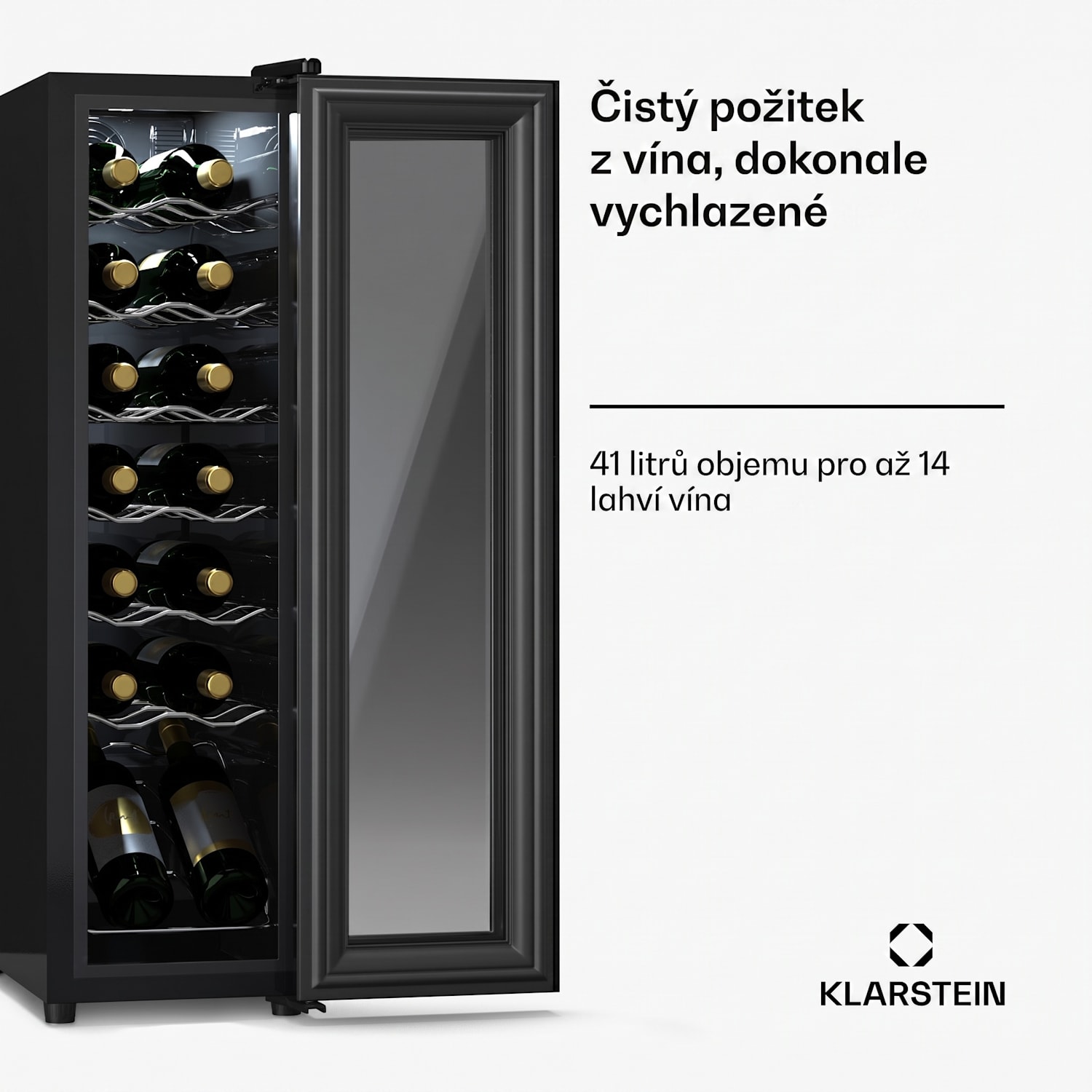 Shiraz 14 Slim Uno, Lednice, 14 lahví, 5 - 18 °C, dotykové ovládání 14 lahví | 1 chladící zóna | Černá