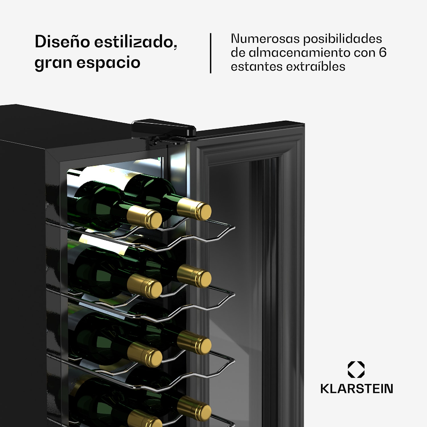 Shiraz 14 Slim Uno nevera para vino 14 botellas 5 - 18 °C Control táctil 14 botellas | 1 zona de refrigeración | Negro