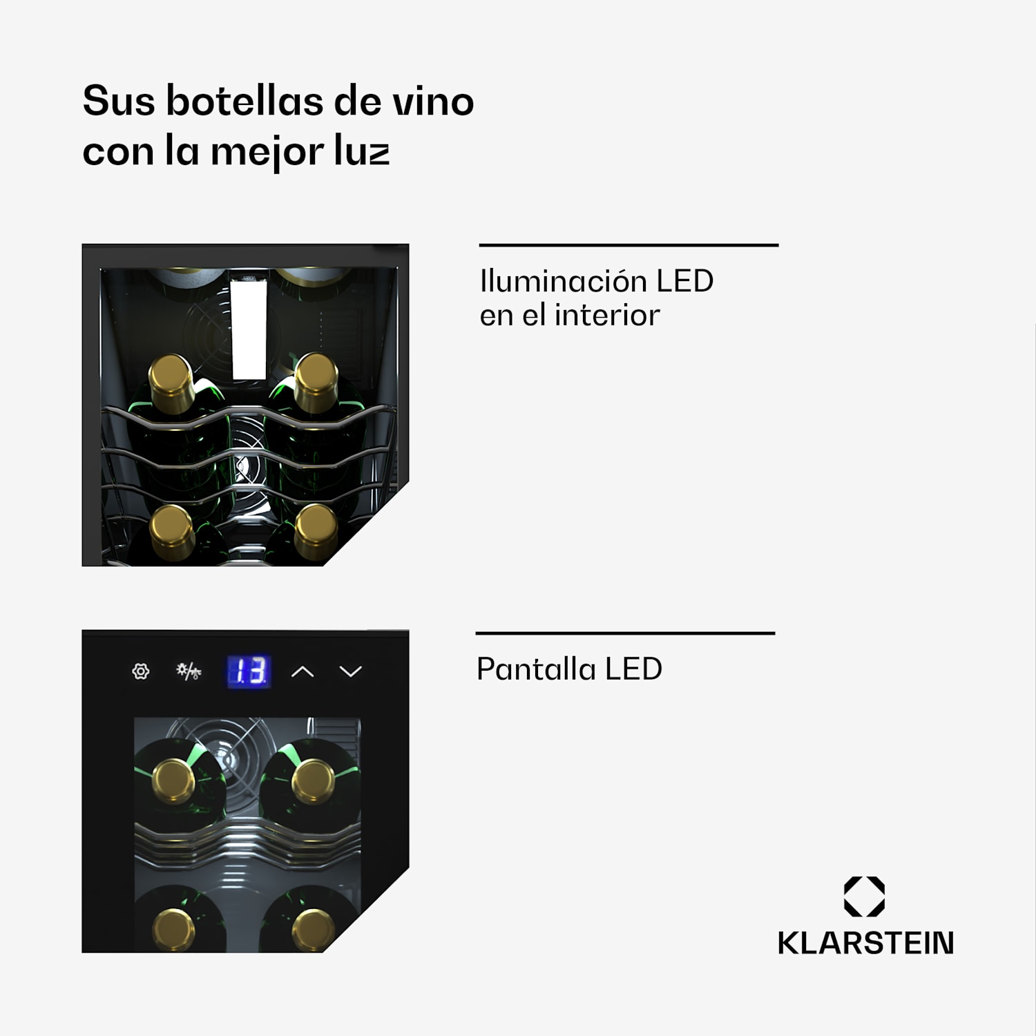 Shiraz 14 Slim Uno nevera para vino 14 botellas 5 - 18 °C Control táctil 14 botellas | 1 zona de refrigeración | Negro