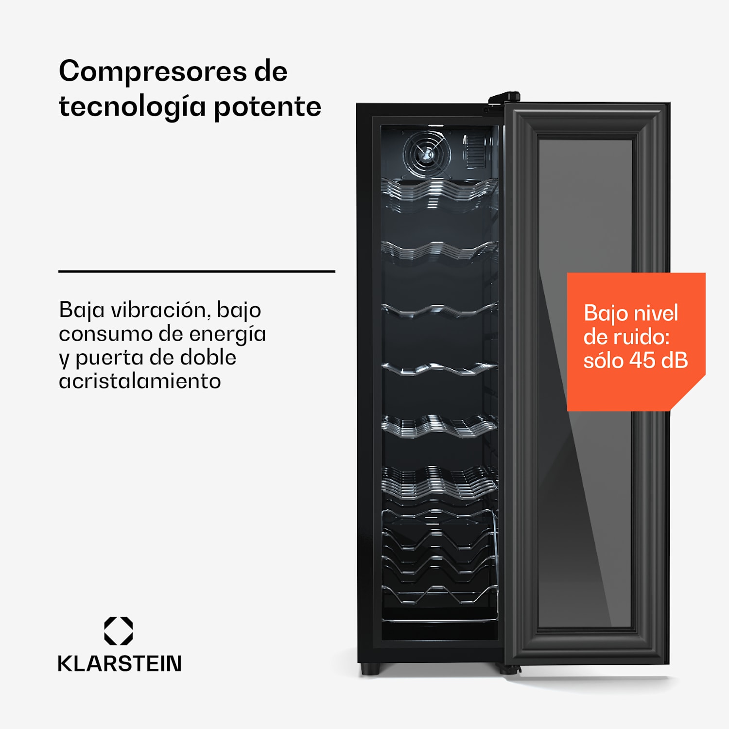 Shiraz 14 Slim Uno nevera para vino 14 botellas 5 - 18 °C Control táctil 14 botellas | 1 zona de refrigeración | Negro