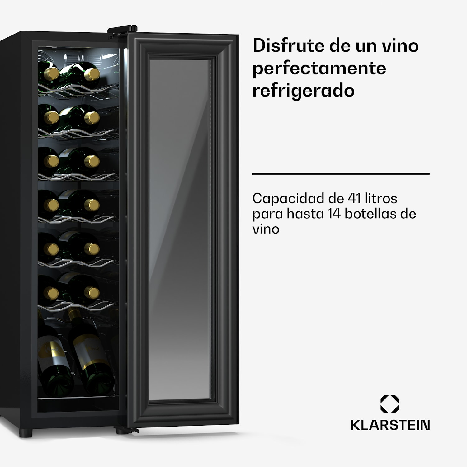 Shiraz 14 Slim Uno nevera para vino 14 botellas 5 - 18 °C Control táctil 14 botellas | 1 zona de refrigeración | Negro