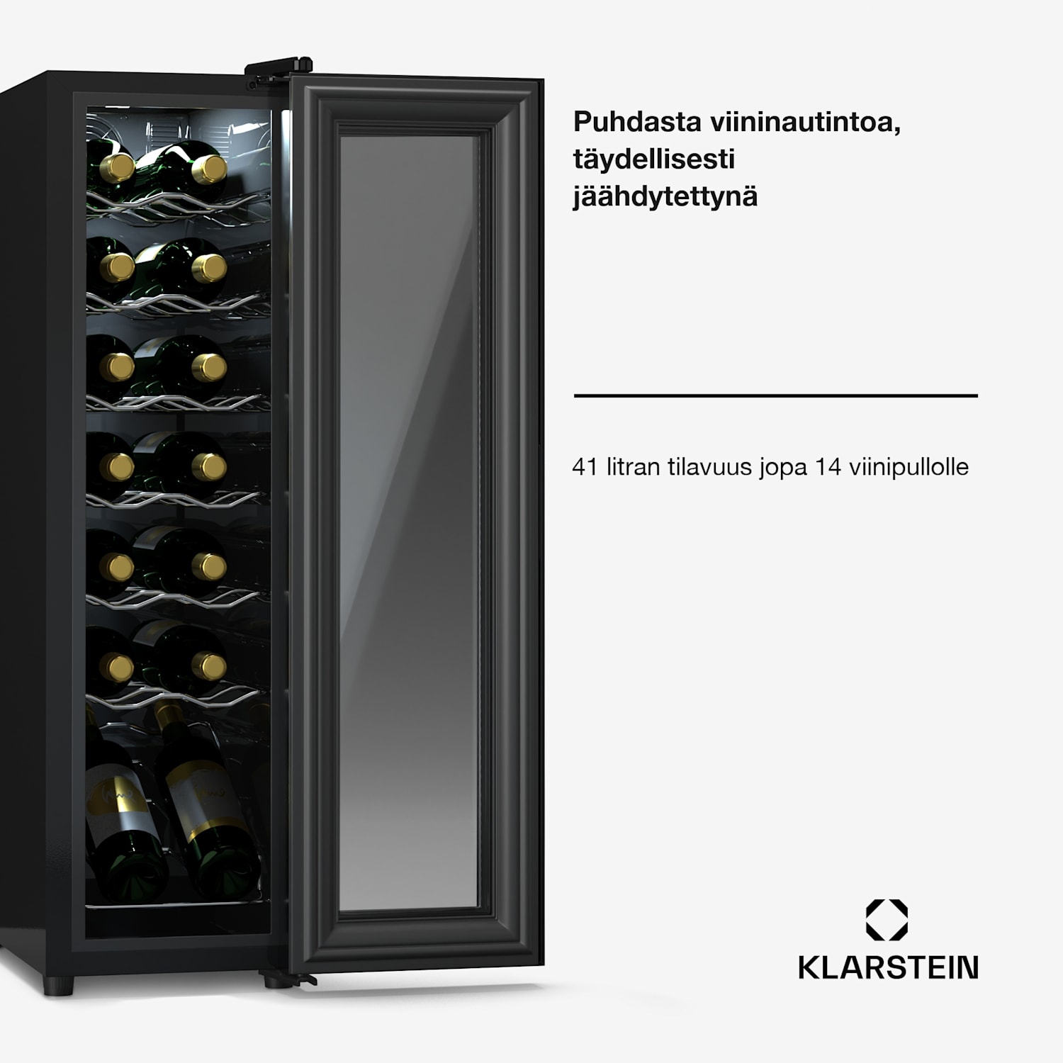 Shiraz 14 Slim Uno viinikaappi 14 pulloa 5 - 18 °C kosketusohjaus 14 pulloa | 1 jäähdytysalue | Musta