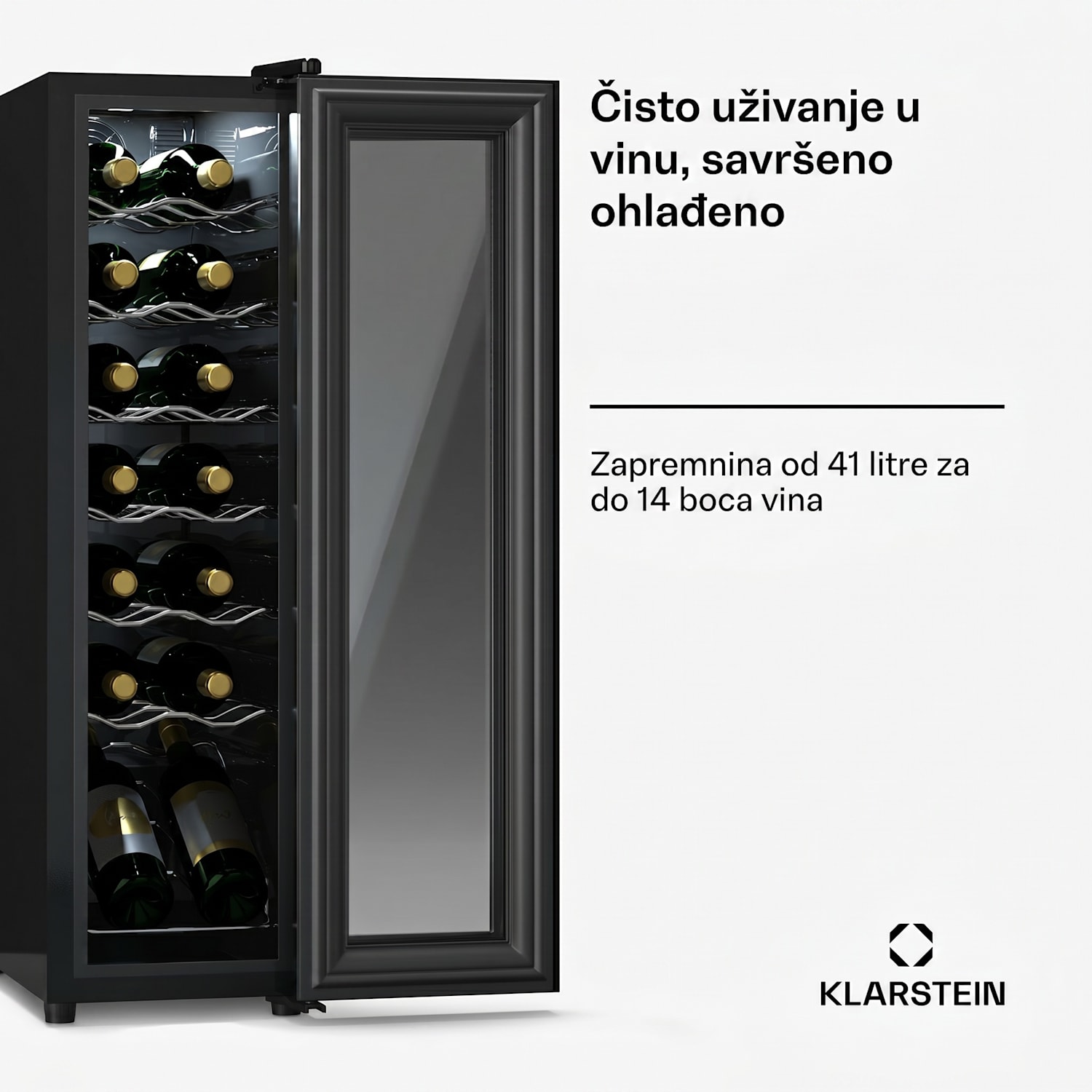Shiraz 14 Slim Uno hladnjak za vino 14 boce 5 - 18 °C upravljanje na dodir 14 boca | 1 | Crna