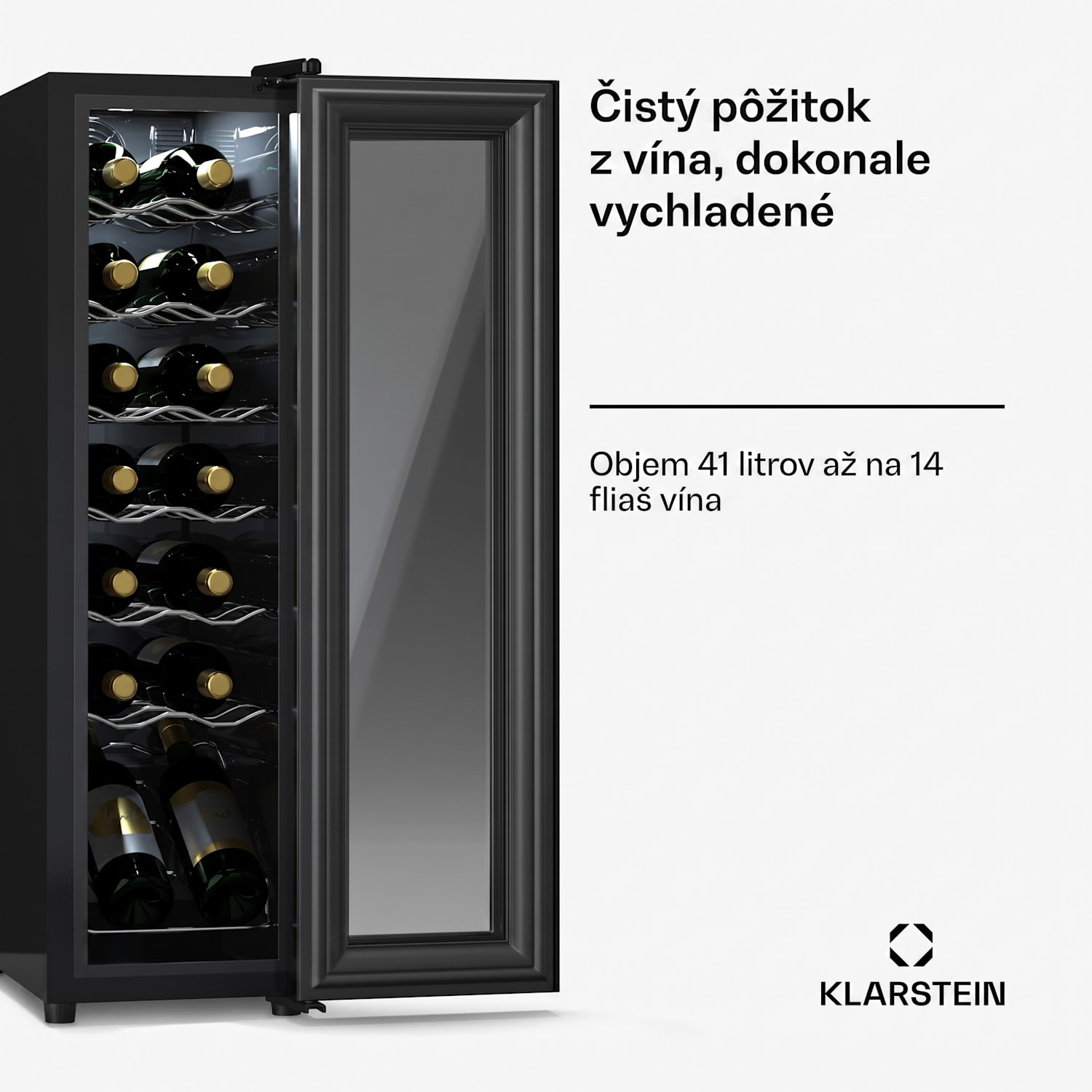 Shiraz 14 Slim Uno chladnička na víno 14 fliaš 5 - 18 °C dotykové ovládanie 14 fliaš | 1 chladiaca zóna | Čierna