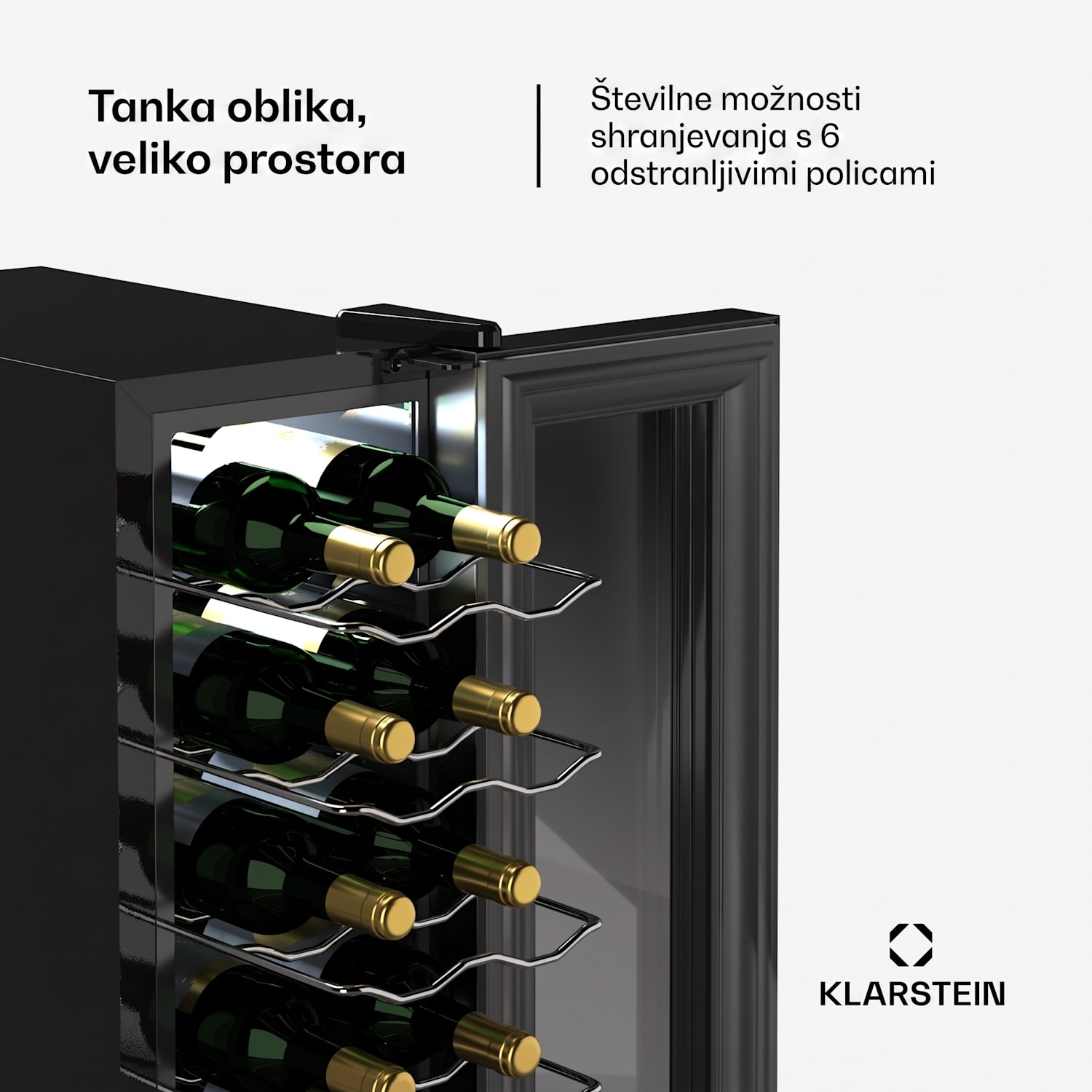 Shiraz 14 Slim Uno hladilnik za vino 14 steklenic 5 - 18 °C upravljanje na dotik 14 steklenic | 1 | Črna